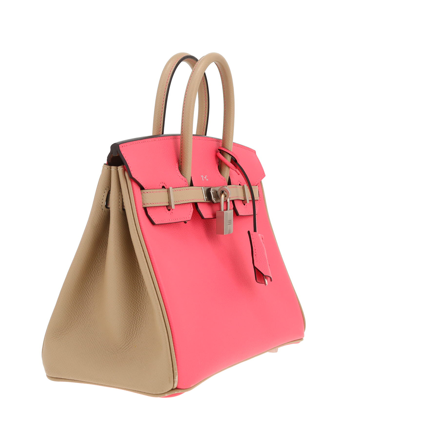 Hermès  Birkin 25 cm handbag  in bicolor, azalea pink and Beige Marfa epsom leather