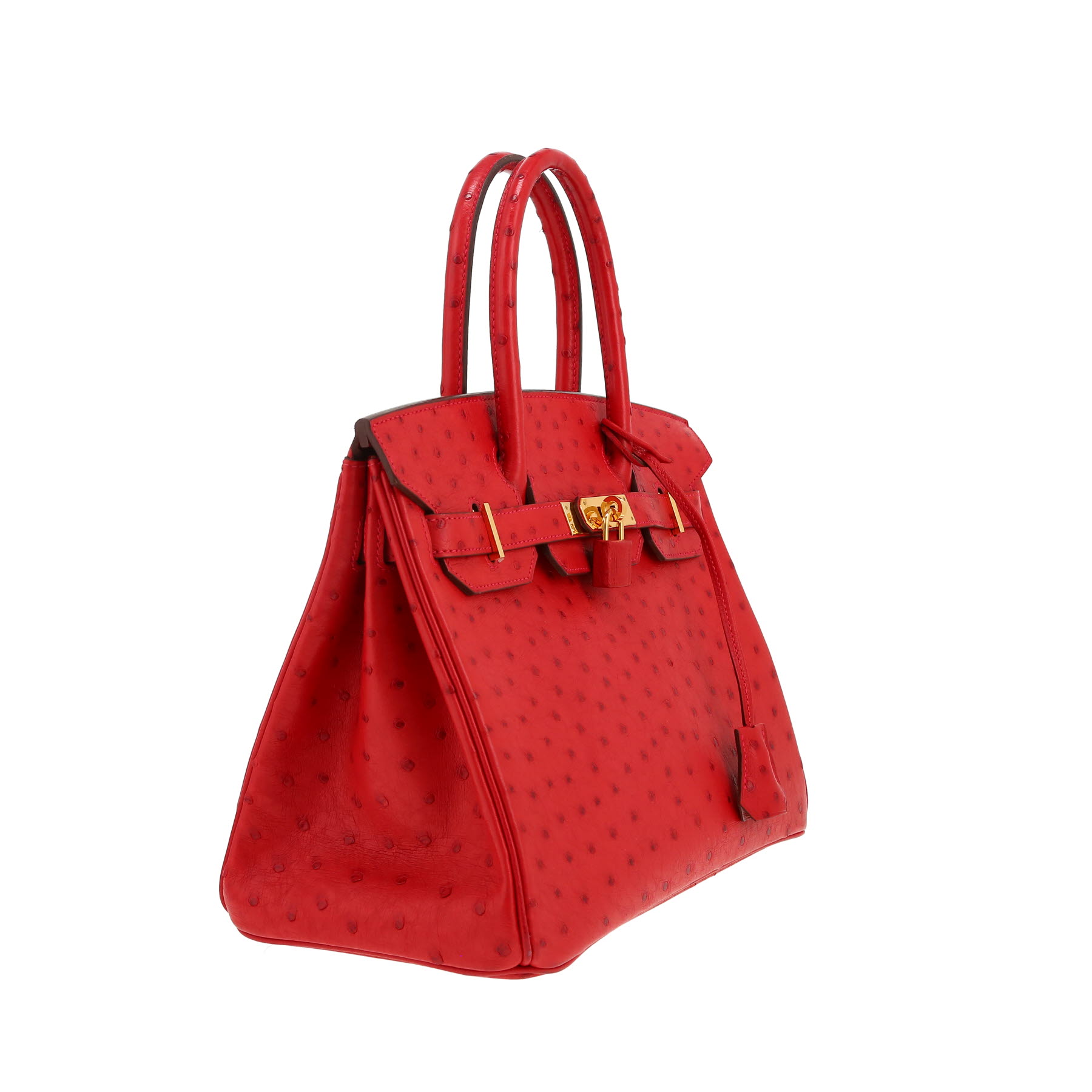 Borsa Hermès  Birkin 30 cm in struzzo rosso