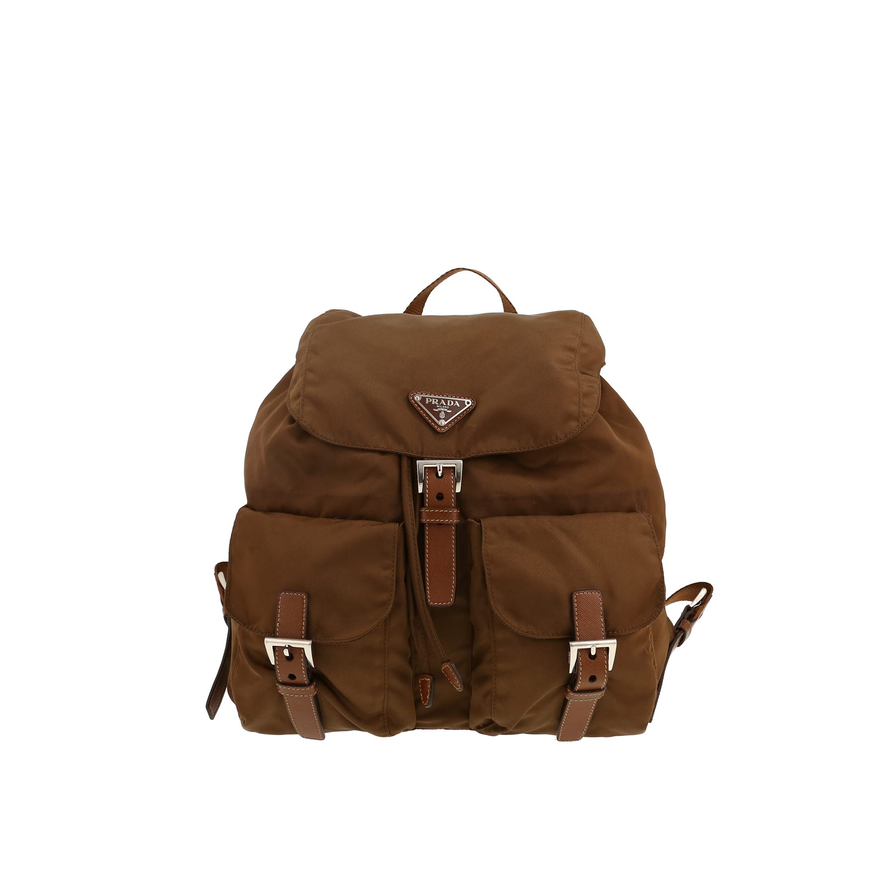 PRADA Logo Plate backpack bag Backpack BrownBased PRADA logo nylon leather backpack brown vintage pddjj7  main image 2