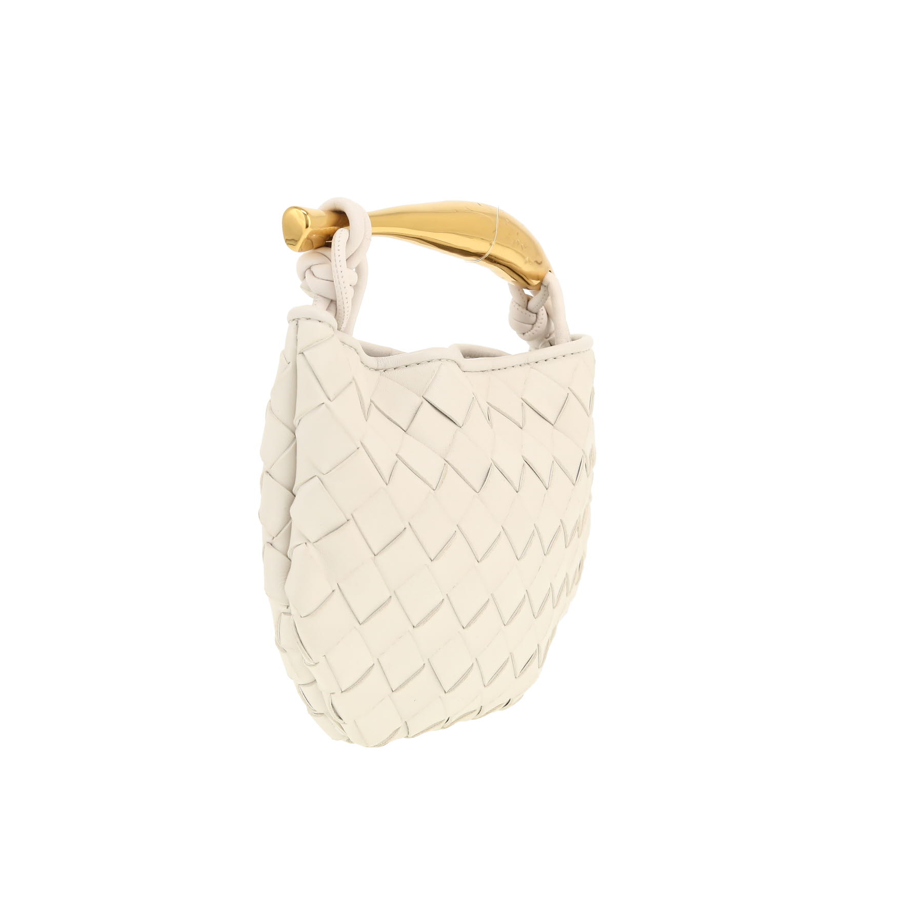 Bottega Veneta  Sardine mini  shoulder bag  in white intrecciato leather