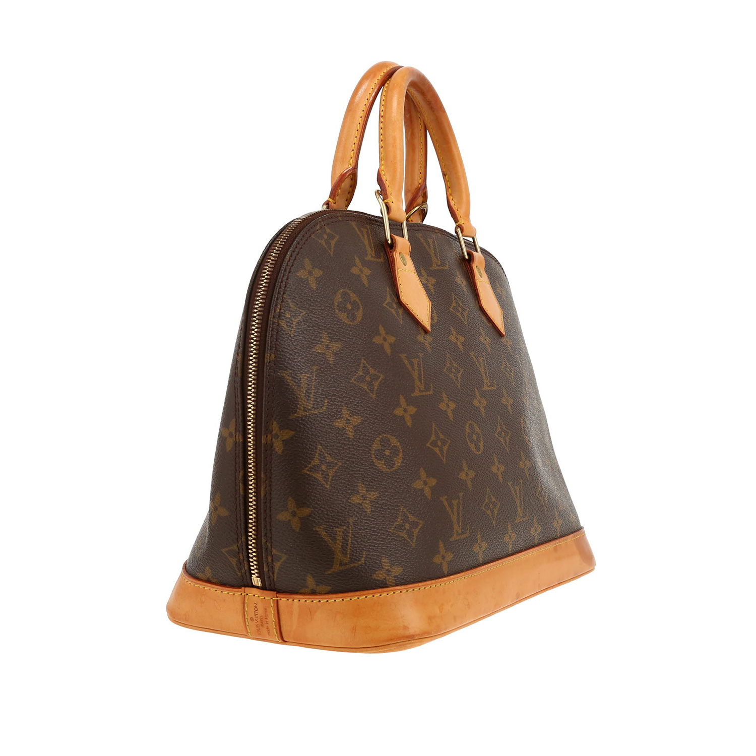 Louis Vuitton  Alma medium model  handbag  in brown monogram canvas  and natural leather