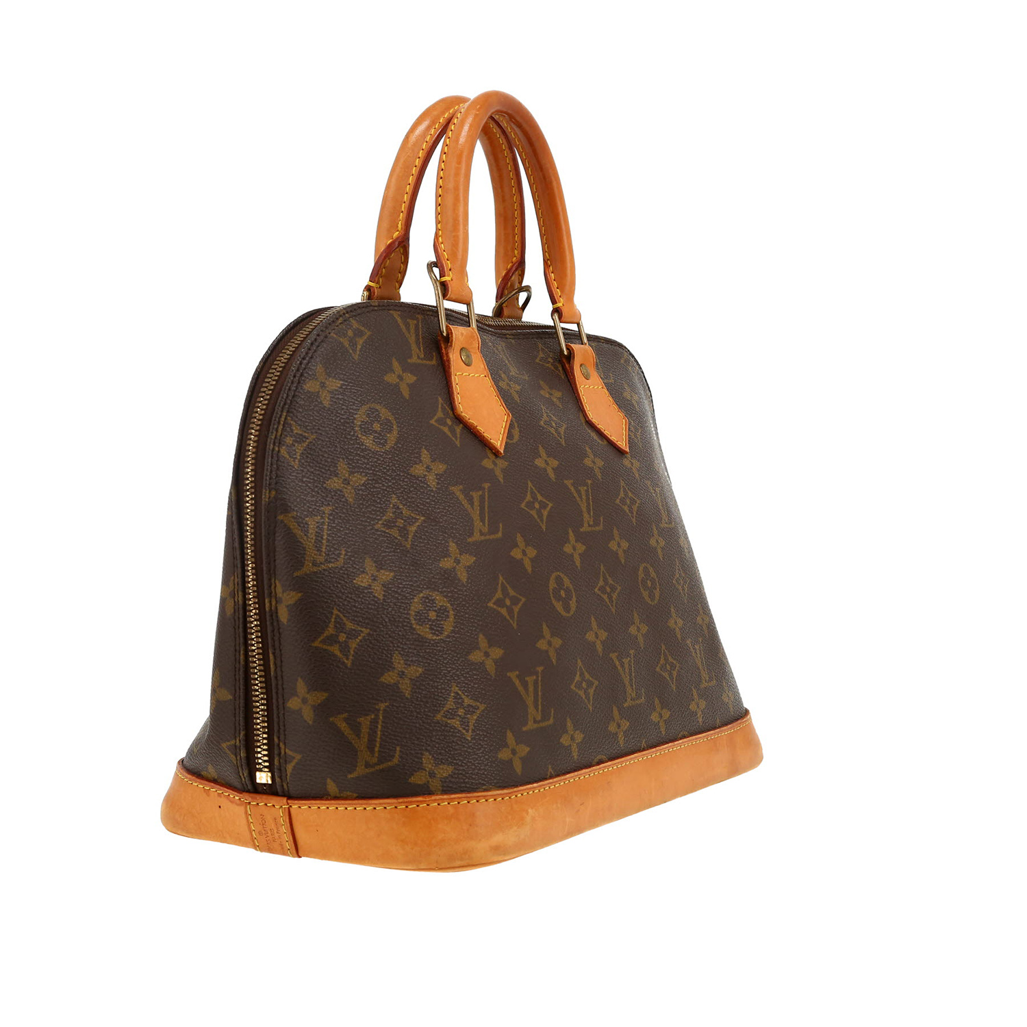 Louis Vuitton  Alma medium model  handbag  in brown monogram canvas  and natural leather