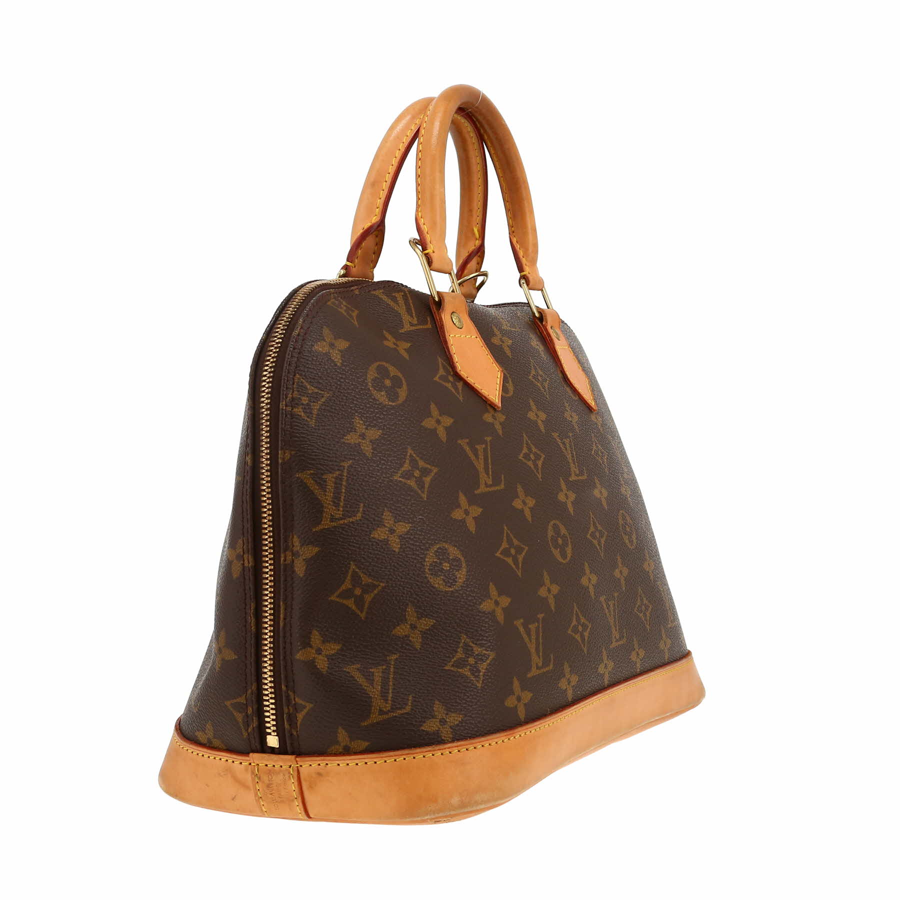 Louis Vuitton  Alma handbag  in brown monogram canvas  and natural leather