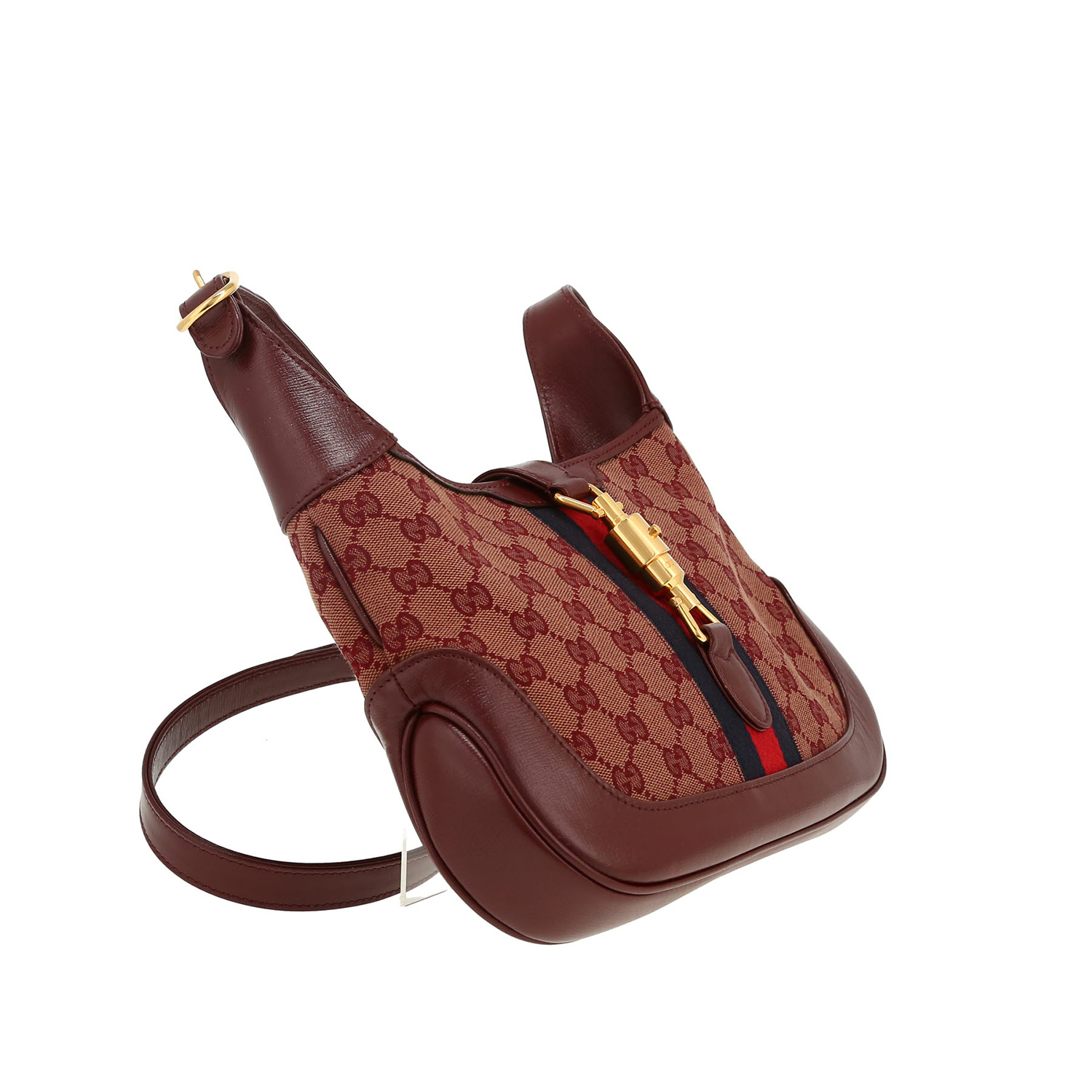 Sac bandoulière Gucci  Jackie en toile siglée bordeaux et cuir bordeaux