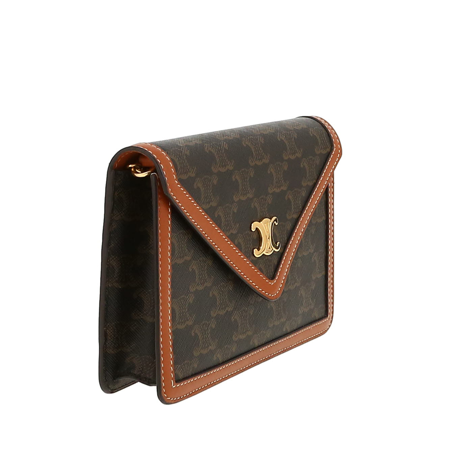 Celine  Margo shoulder bag  logo canvas  and brown leather