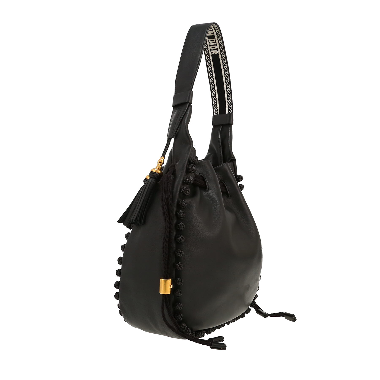 Sac à main Dior  Bucket en cuir noir