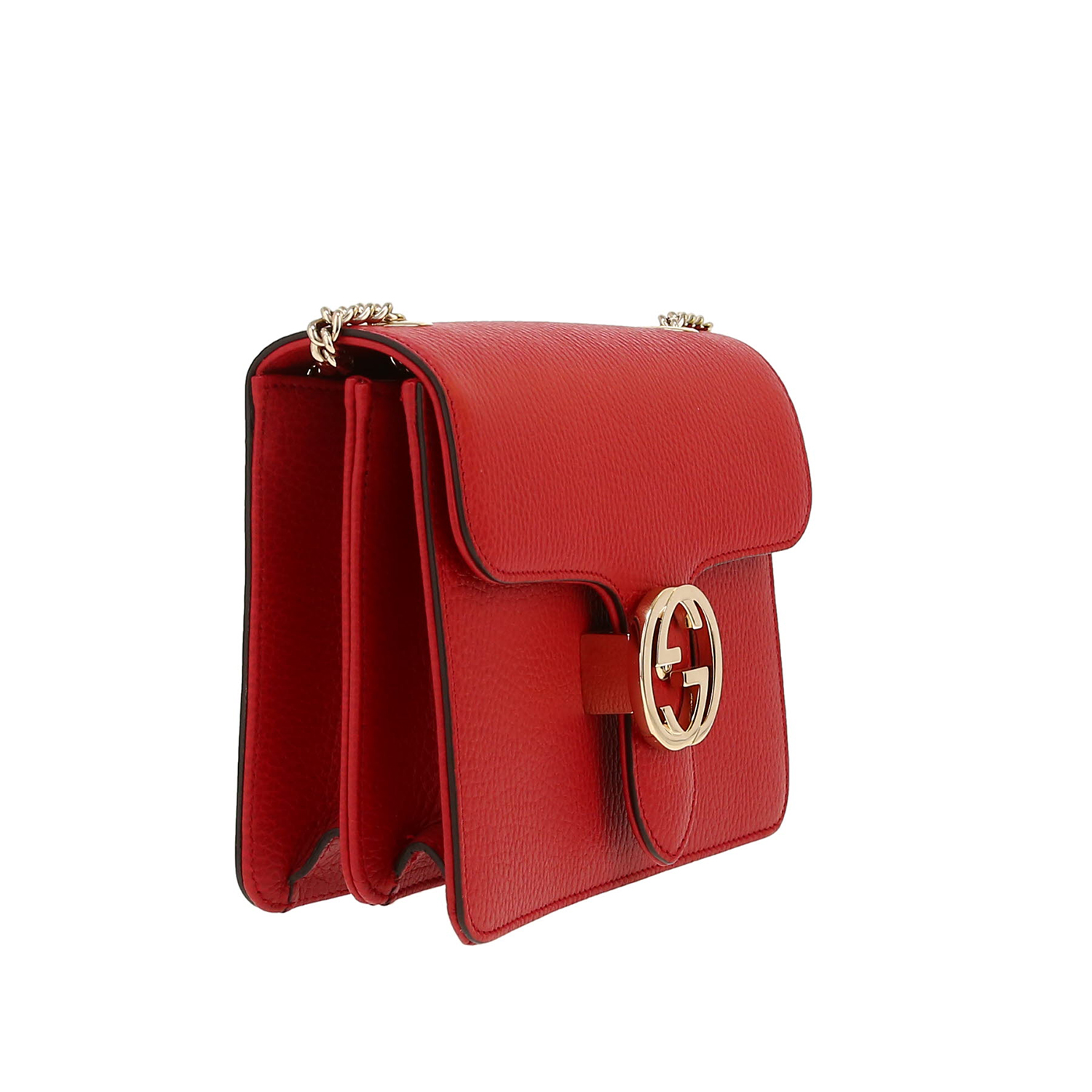 Sac bandoulière Gucci  Interlocking G en cuir grainé rouge