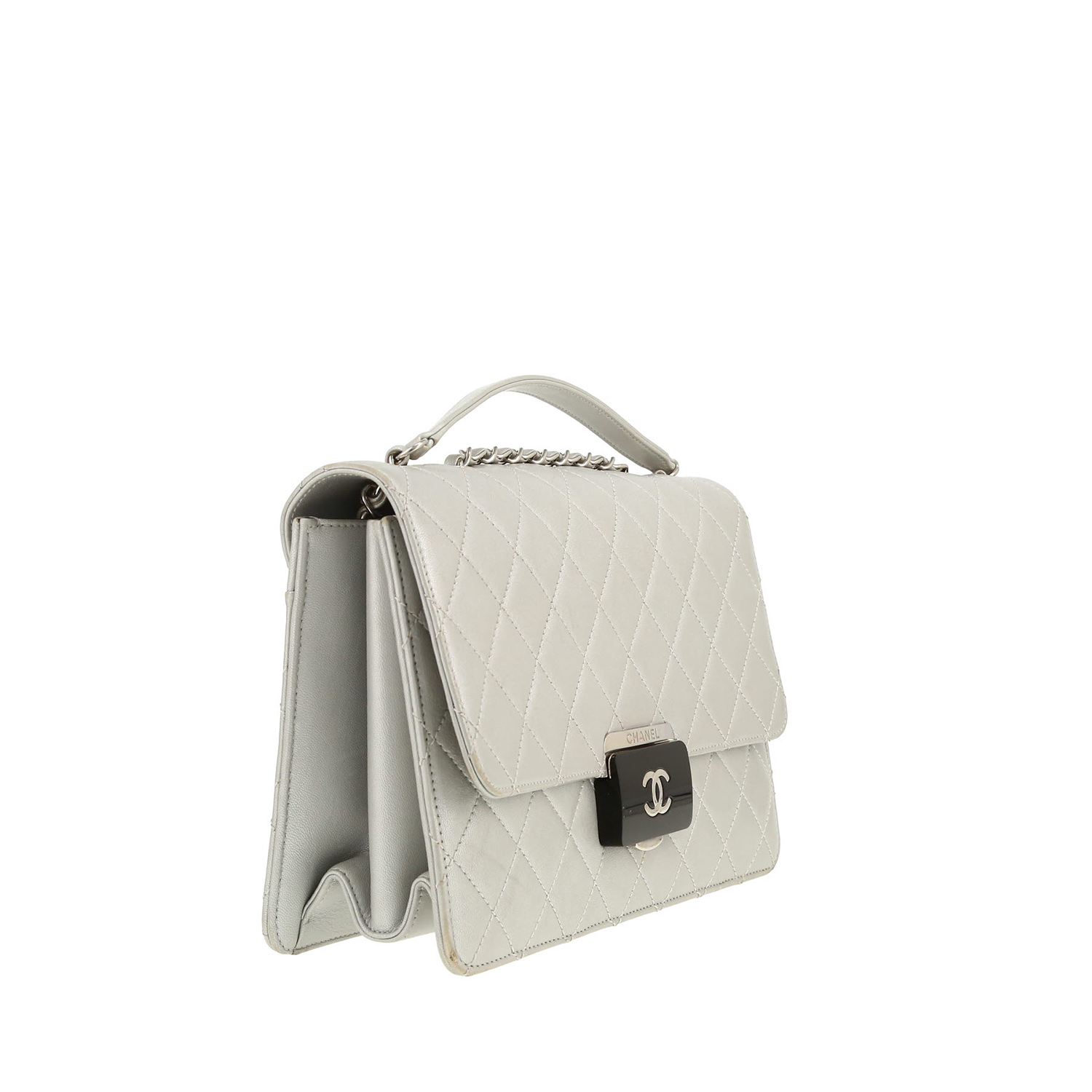 Borsa a tracolla Chanel   in pelle trapuntata argentata
