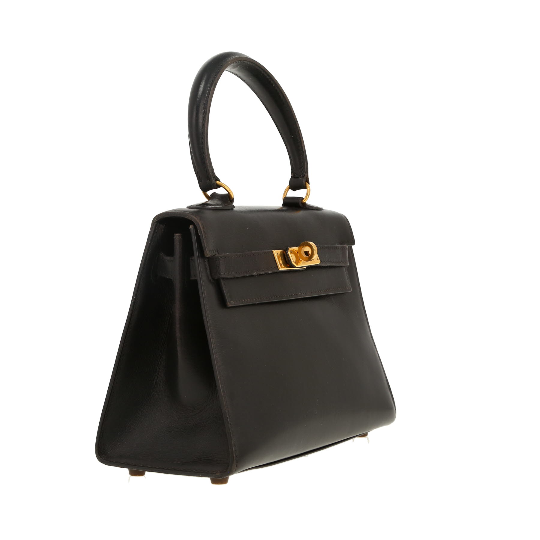 Hermès  Kelly 20 cm shoulder bag  in black box leather