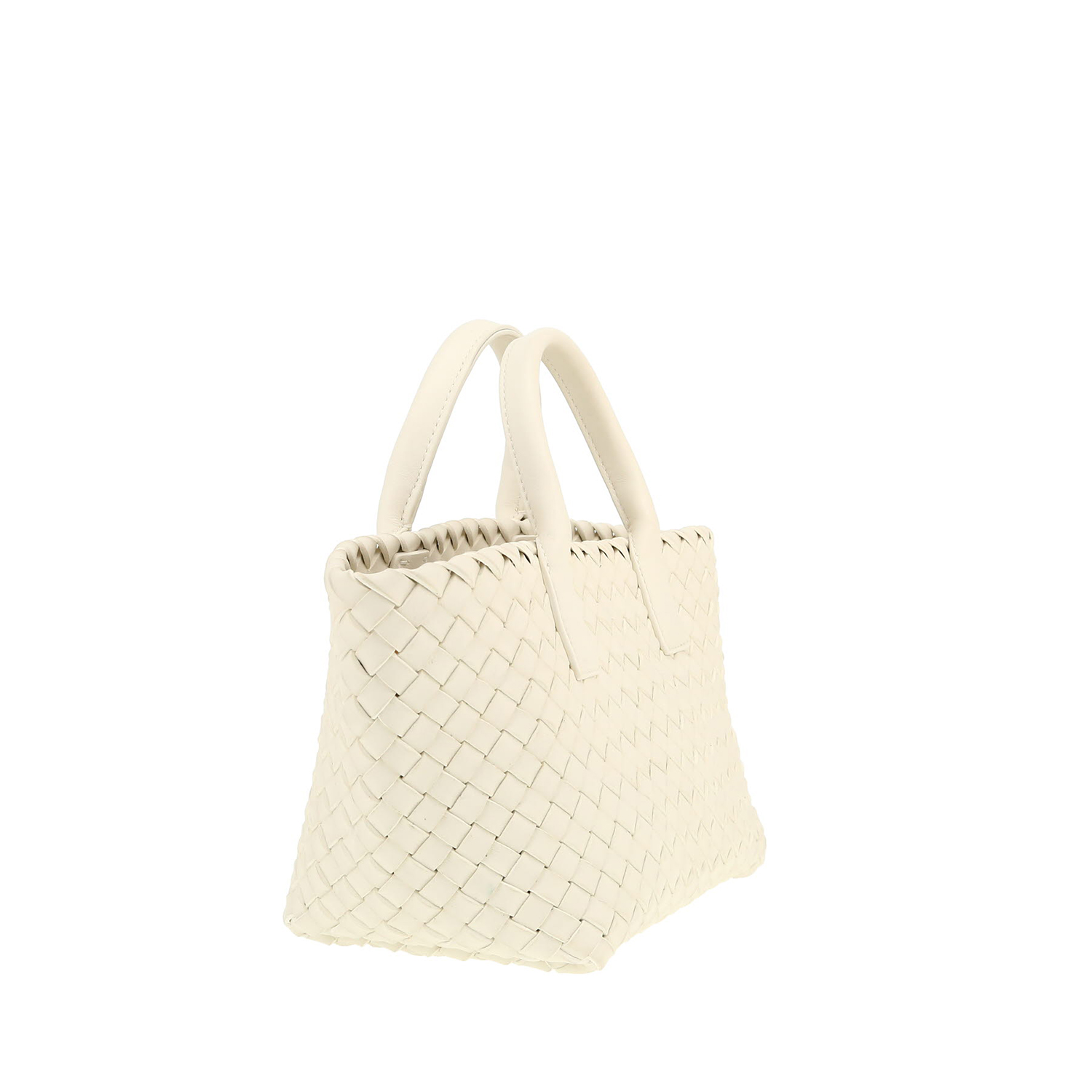 Bottega Veneta  Cabat mini  shoulder bag  in white intrecciato leather