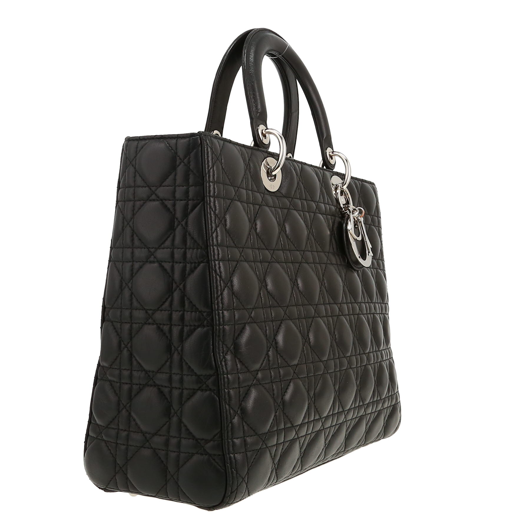 Dior  Lady Dior handbag  in black leather cannage