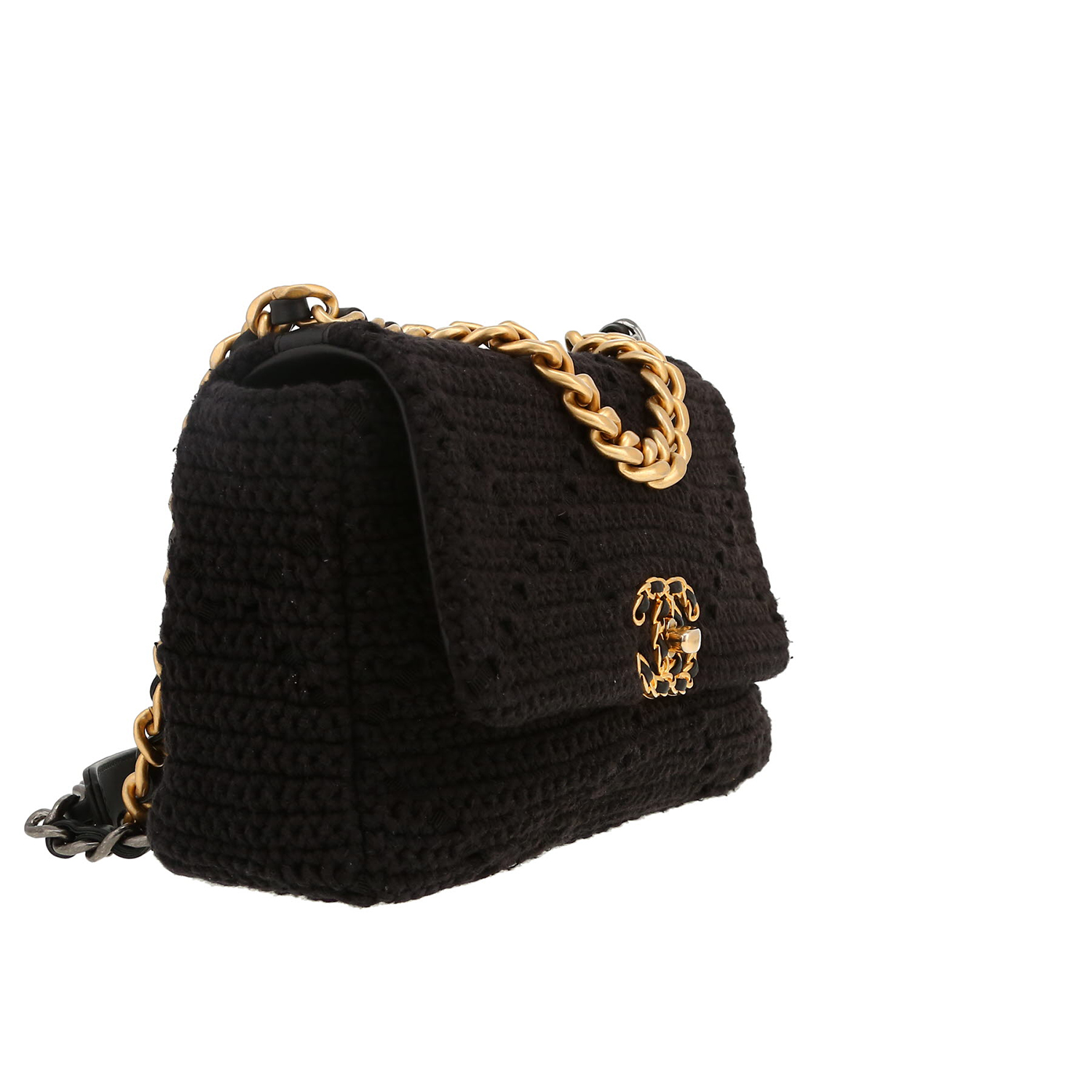 Chanel  19 shoulder bag  in black knitting