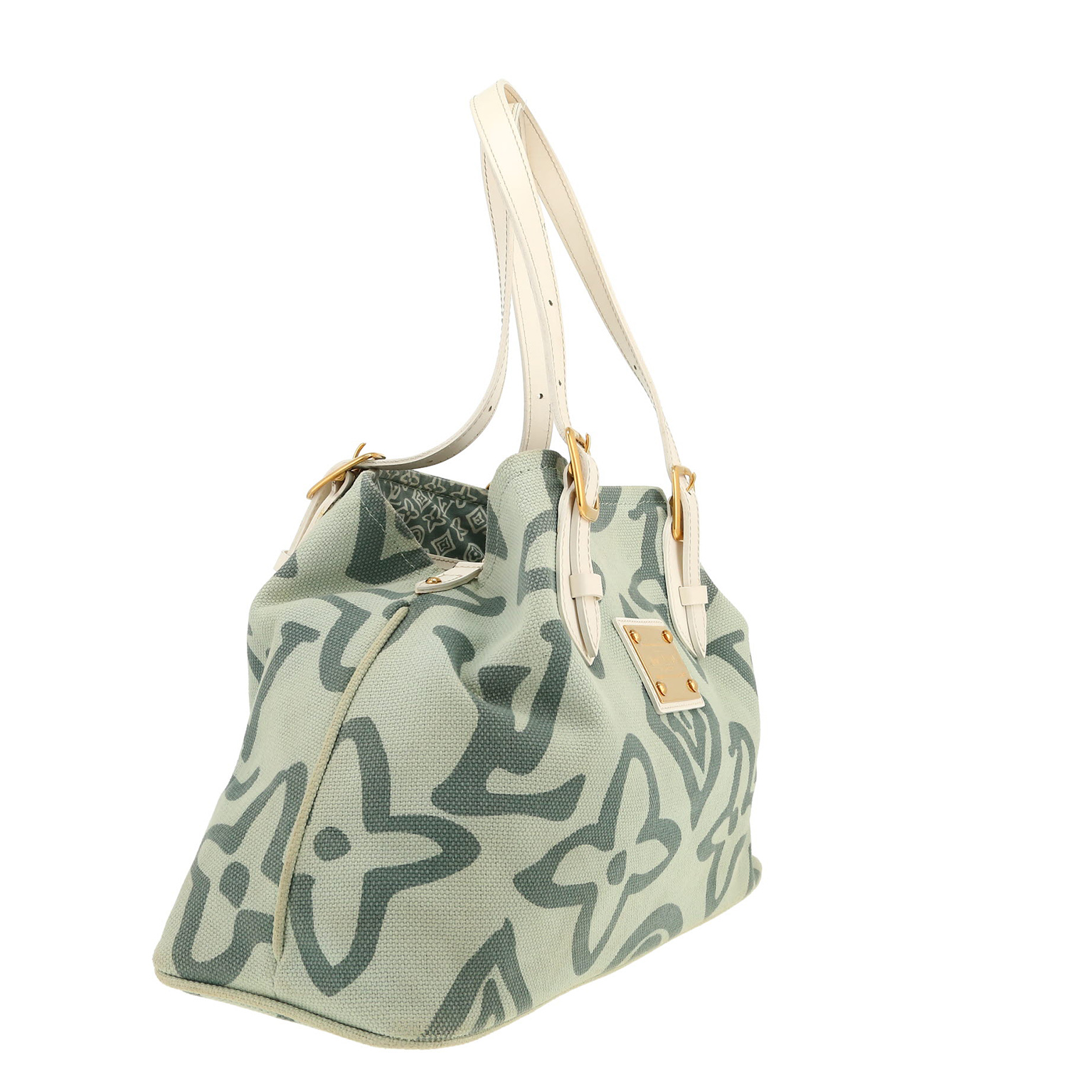 Borsa Louis Vuitton  Tahitienne in tela blu e pelle bianca