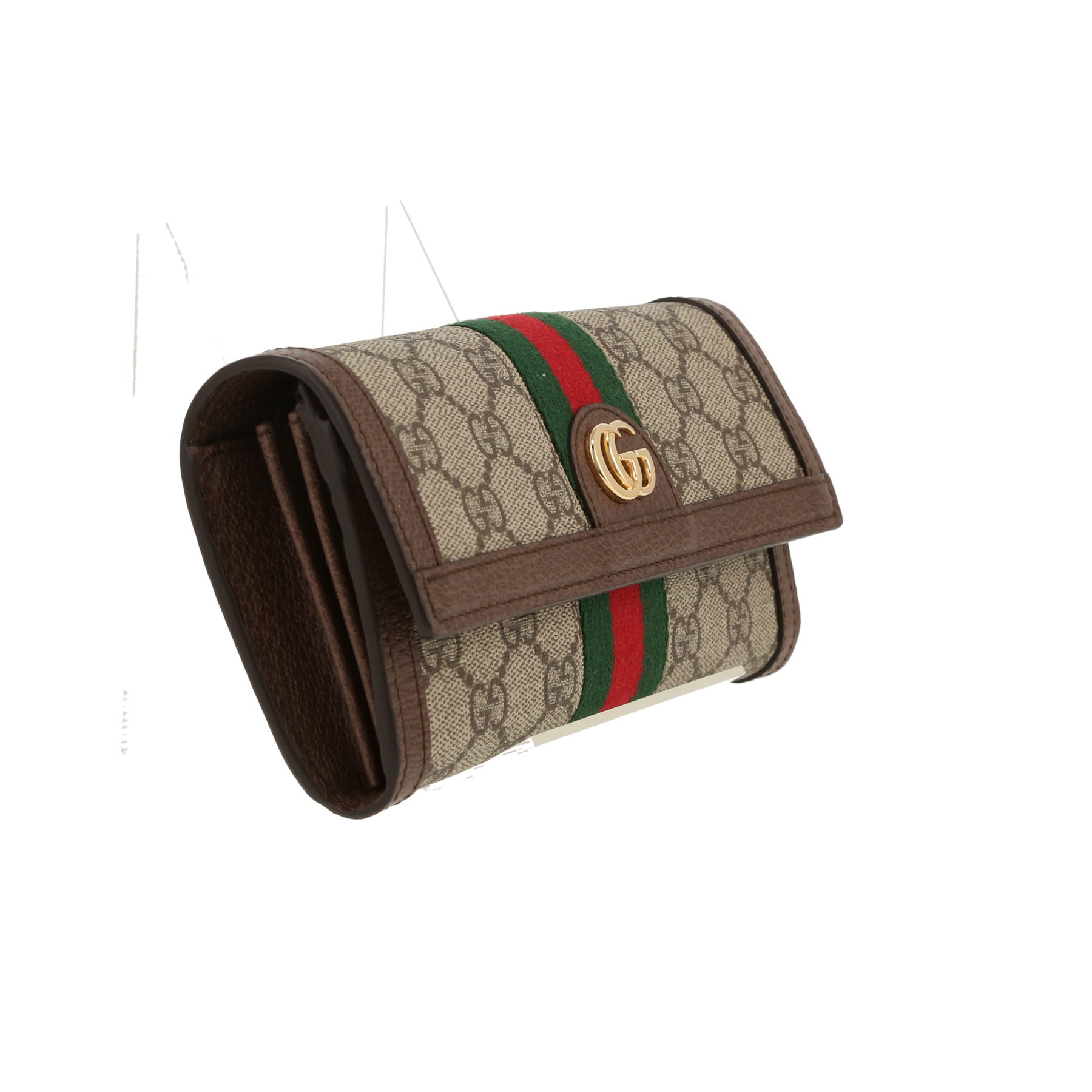 Gucci  Ophidia wallet  in beige monogram canvas  and brown leather