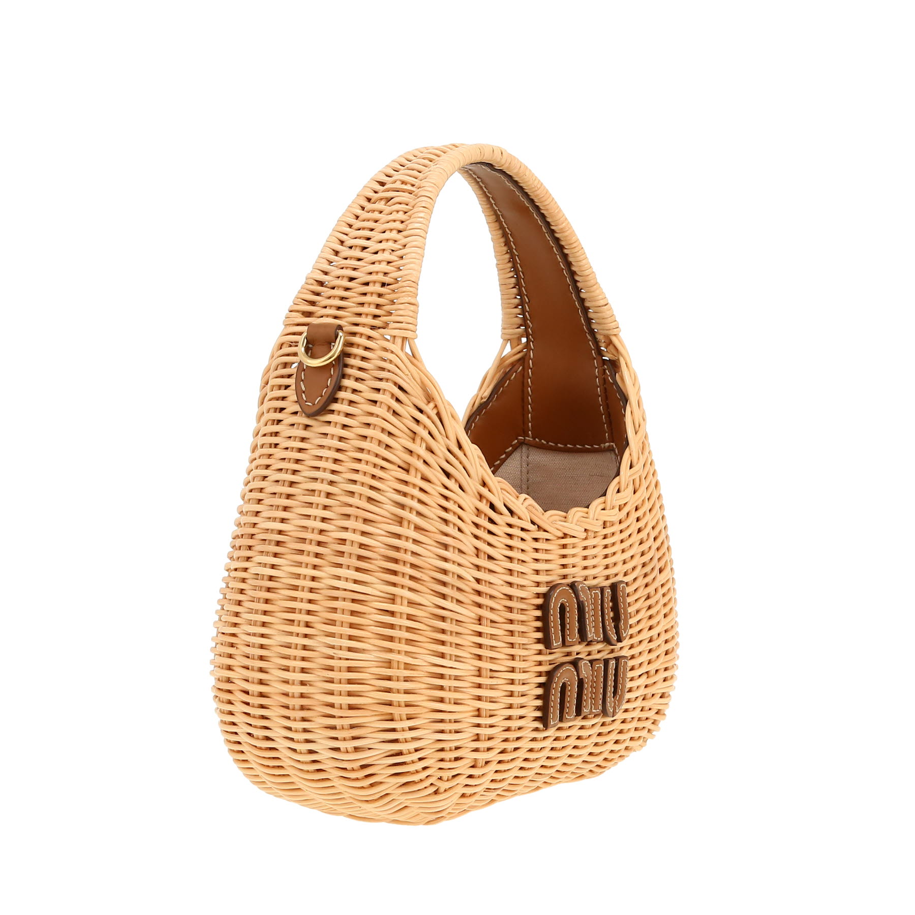 Miu Miu  Miu Wander handbag  wicker  and brown leather