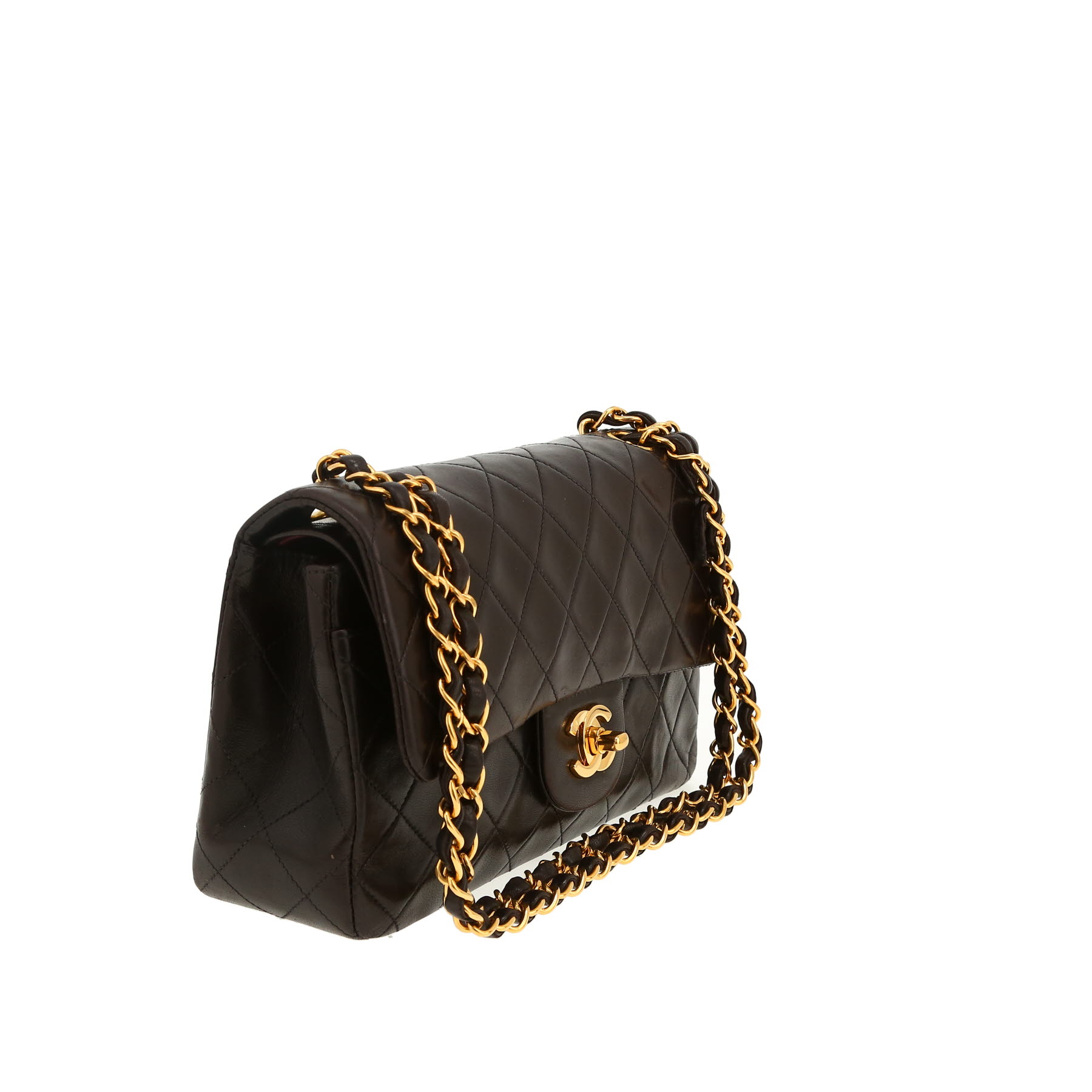 Chanel  Timeless Petit shoulder bag  in brown quilted leather