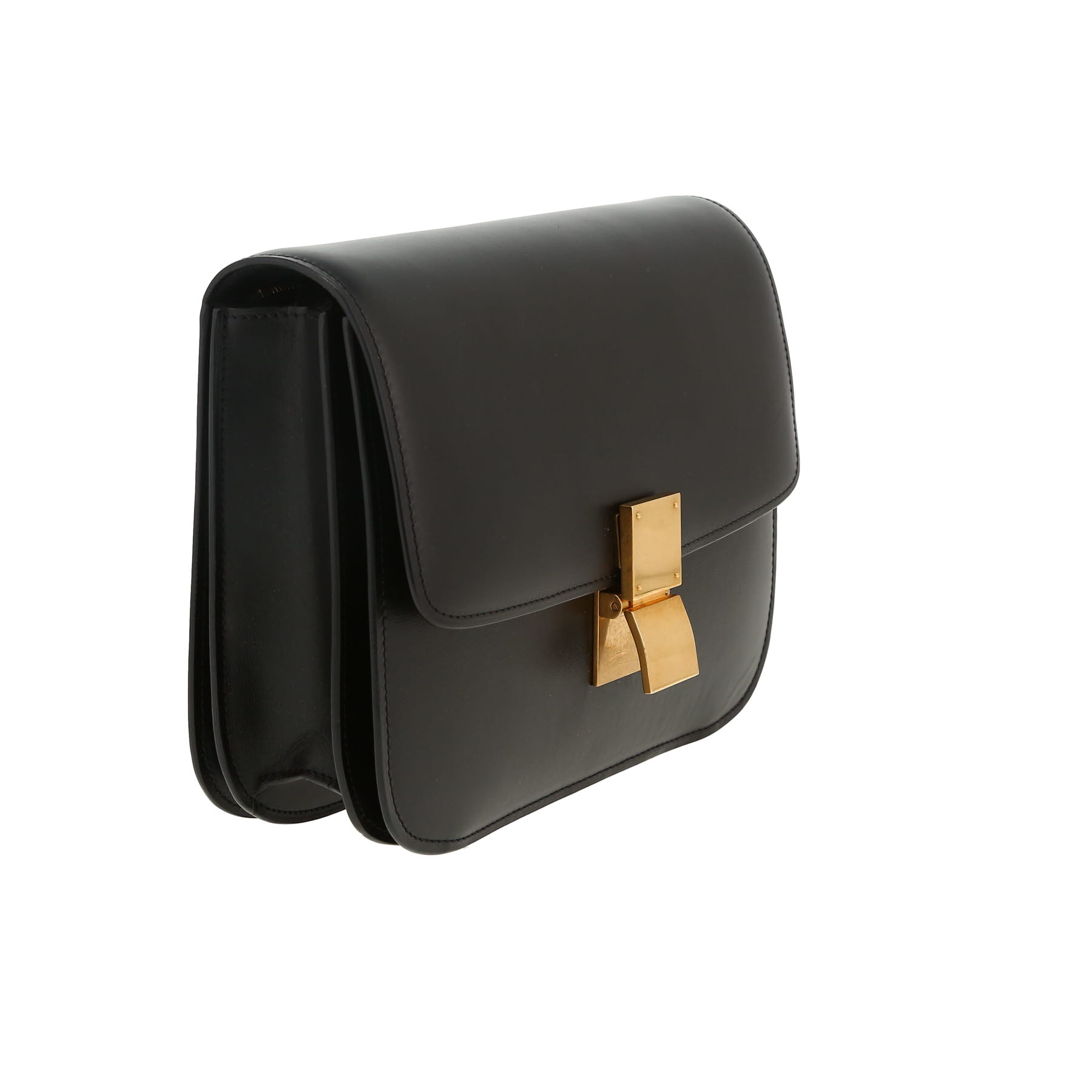 Celine  Classic Box medium model  shoulder bag  in black box leather