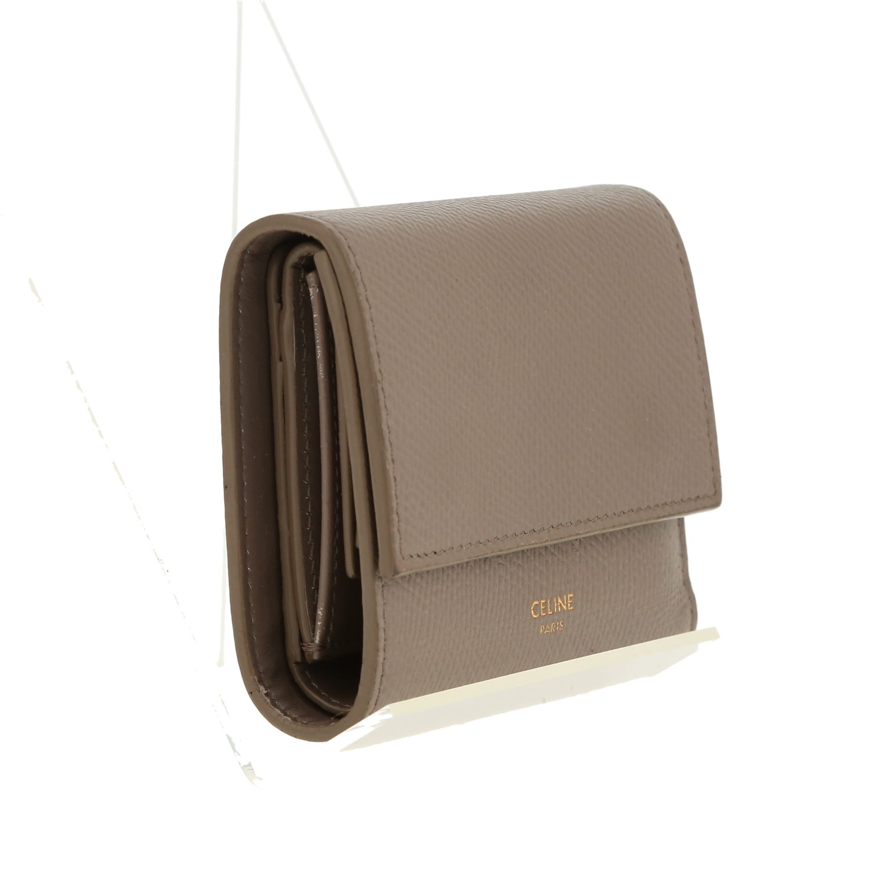 Portafogli Celine   in pelle martellata color talpa