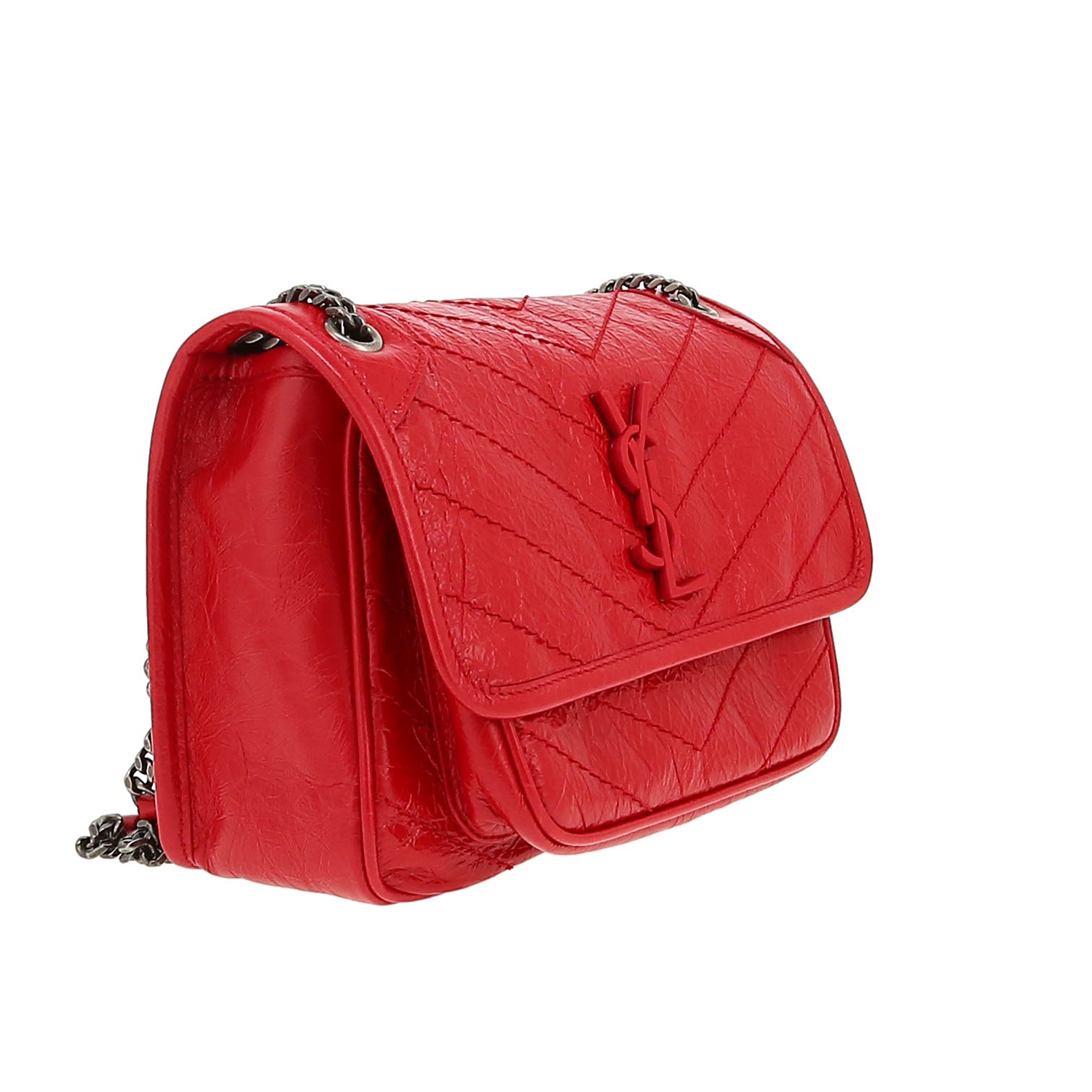 Saint Laurent  Niki Baby shoulder bag  in red chevron quilted leather