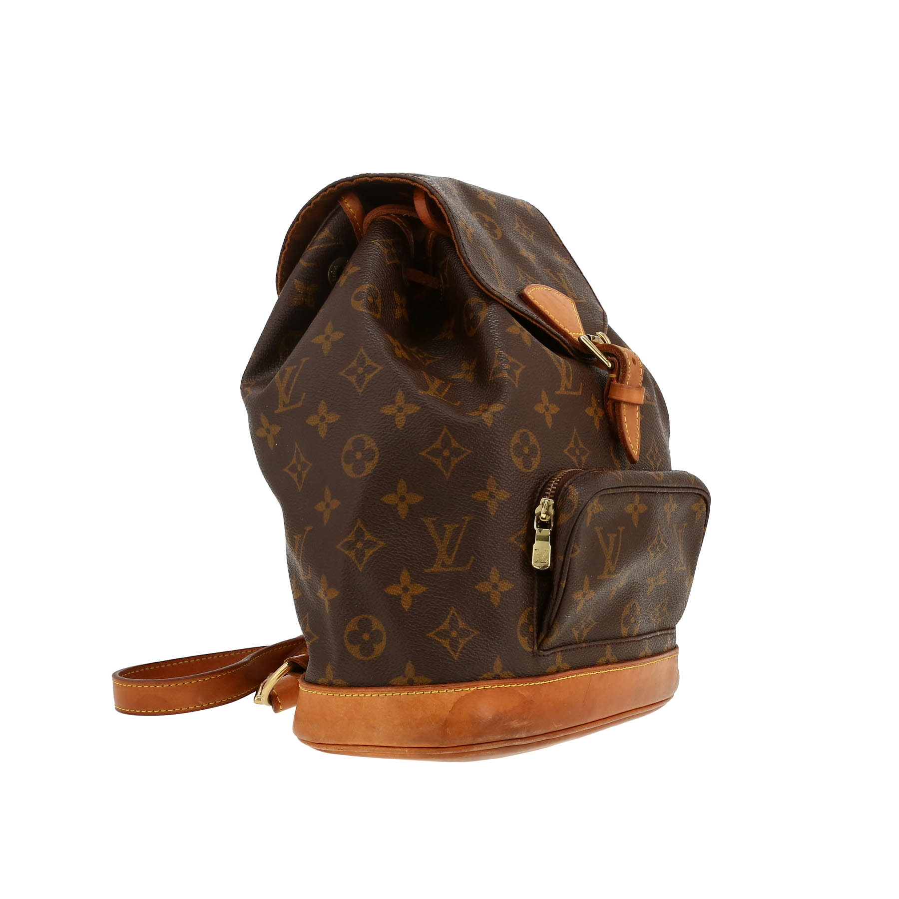 Sac à dos Louis Vuitton  Montsouris Backpack en toile monogram marron et cuir naturel