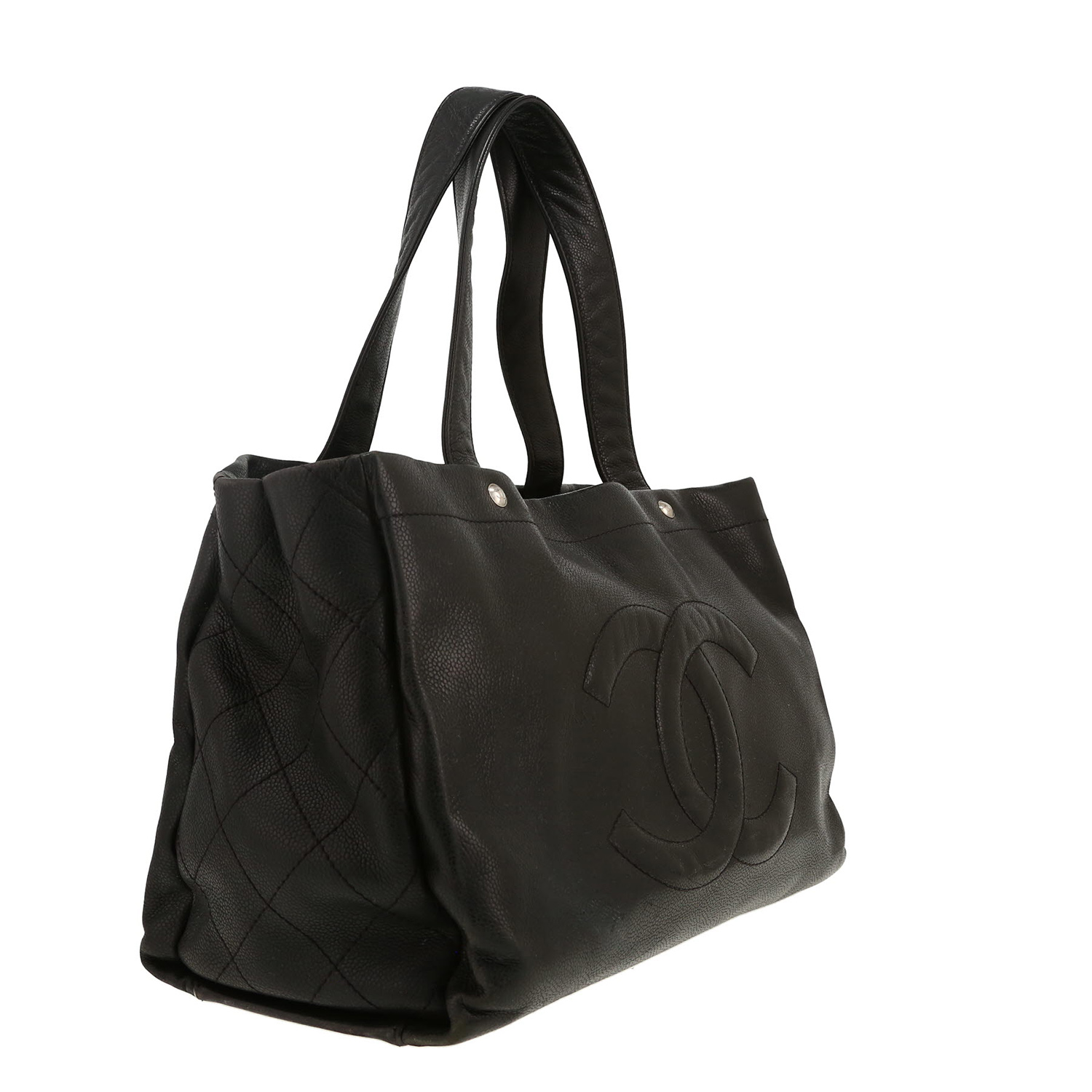 Chanel   shopping bag  in black grained leather