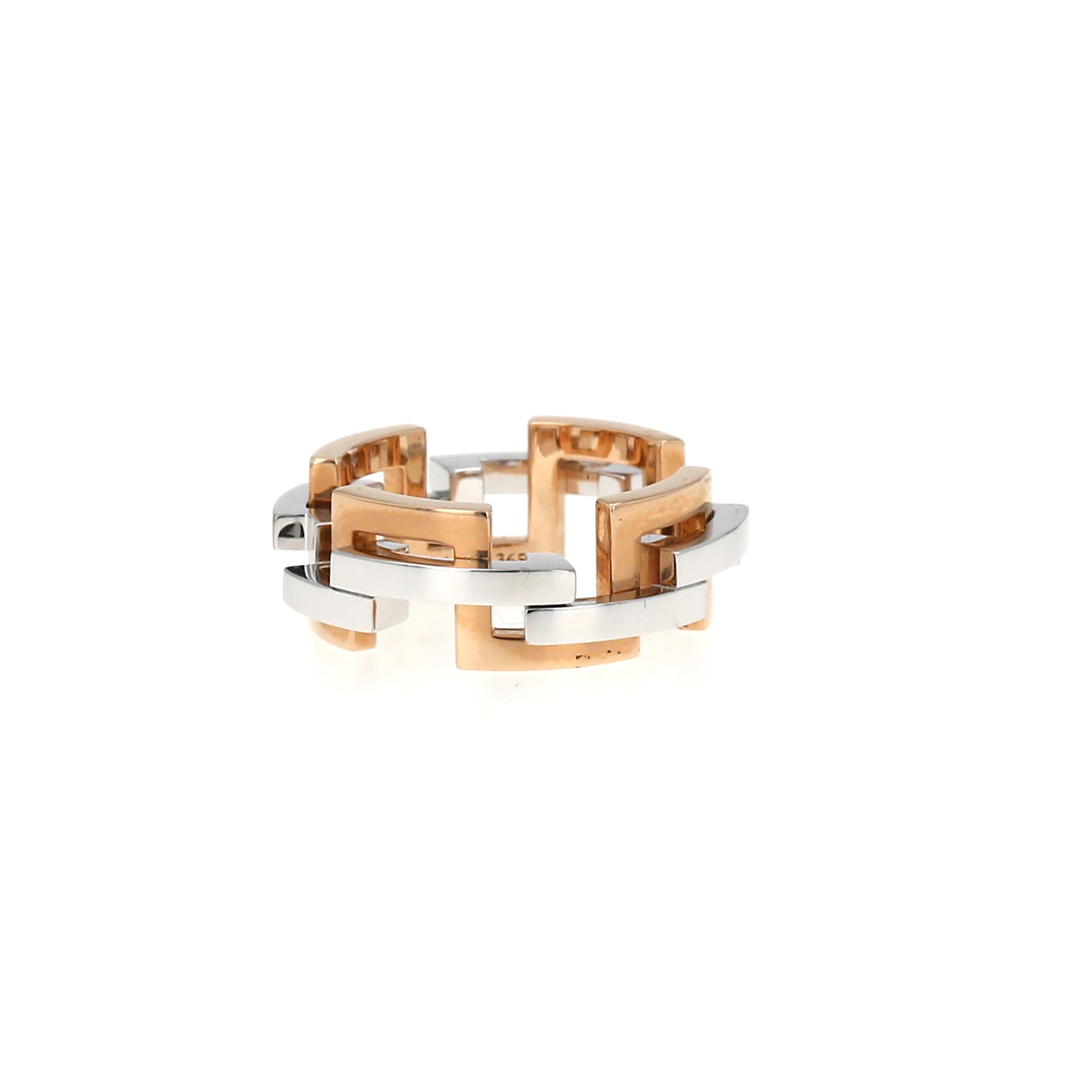Anello semi-mobile Mellerio Graphic modello piccolo in oro rosa e oro bianco