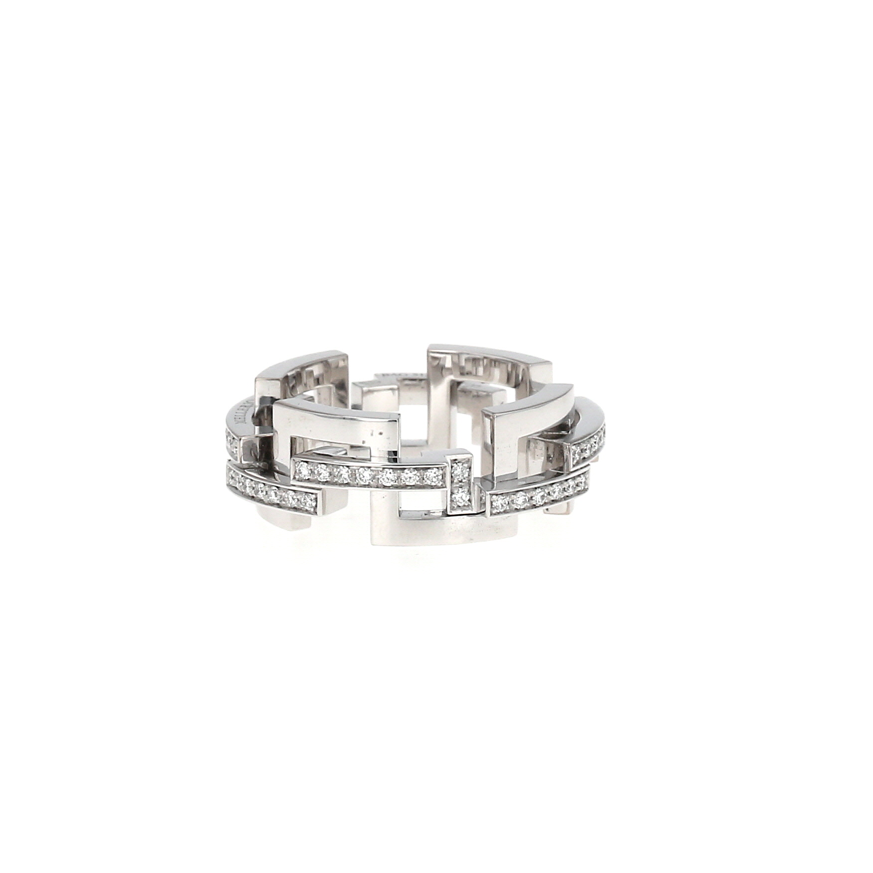 Sortija semiarticulada Mellerio Graphic modelo pequeño de oro blanco y diamantes