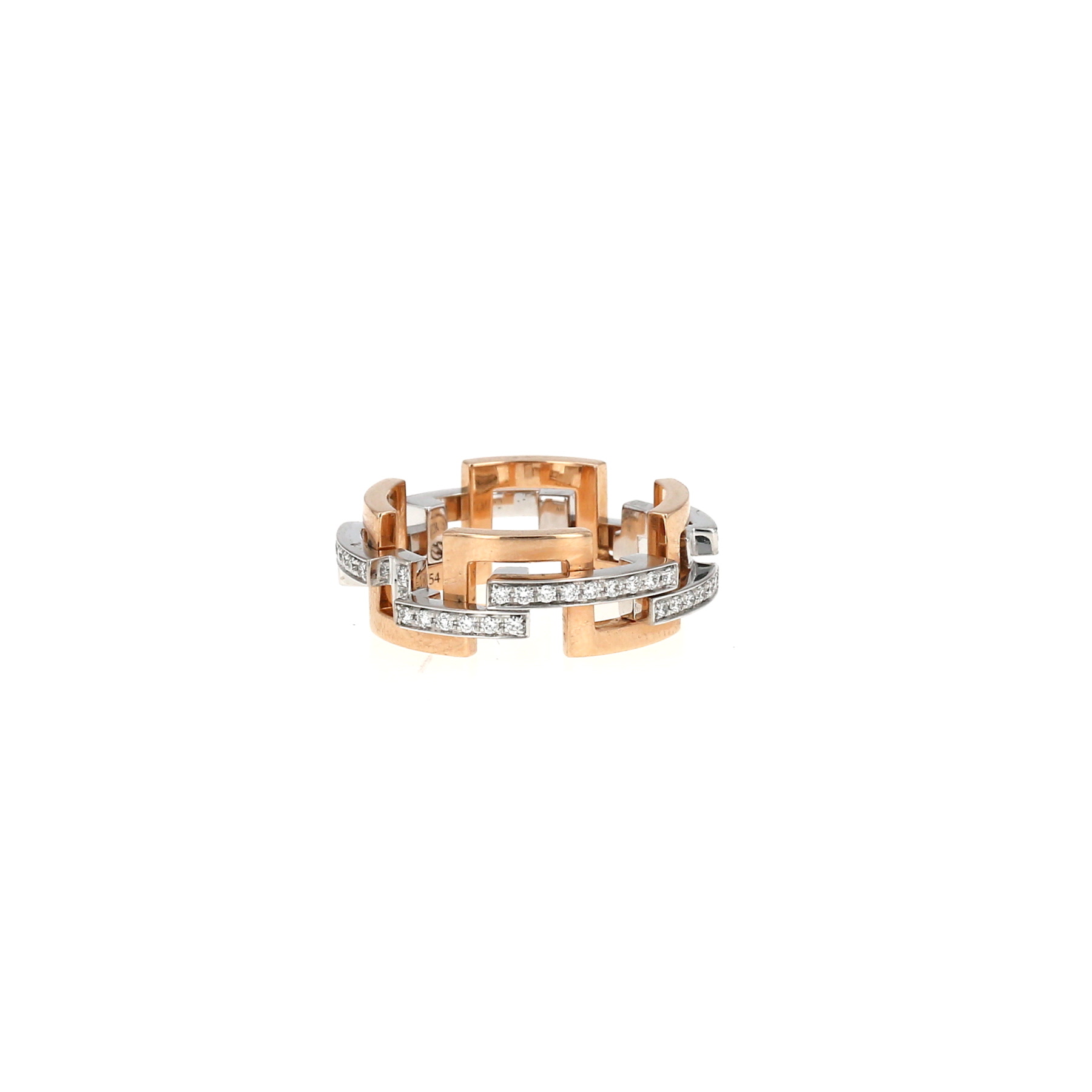 Sortija semiarticulada Mellerio Graphic modelo pequeño de oro rosa, oro blanco y diamantes
