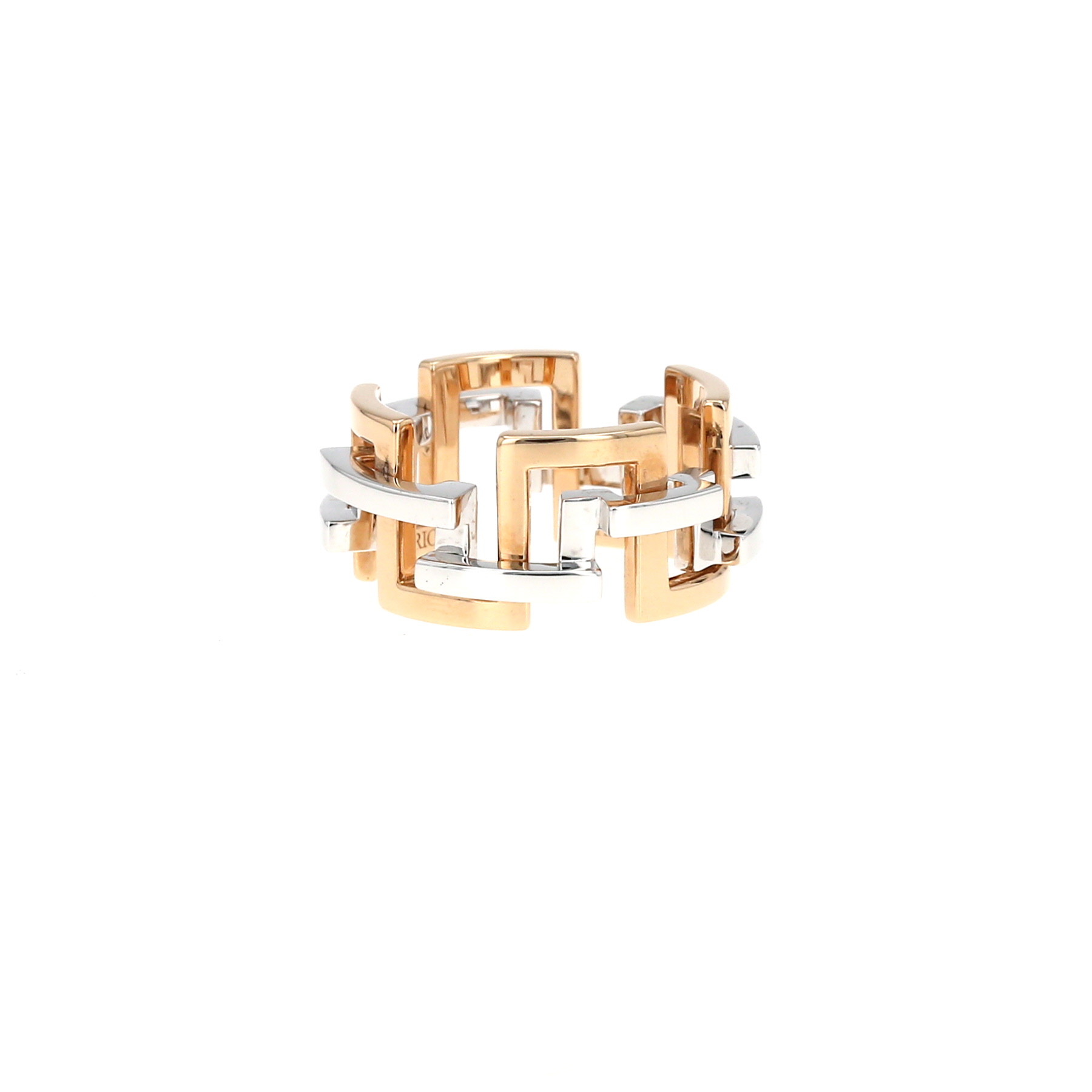 Sortija semiarticulada Mellerio Graphic modelo grande de oro rosa y oro blanco