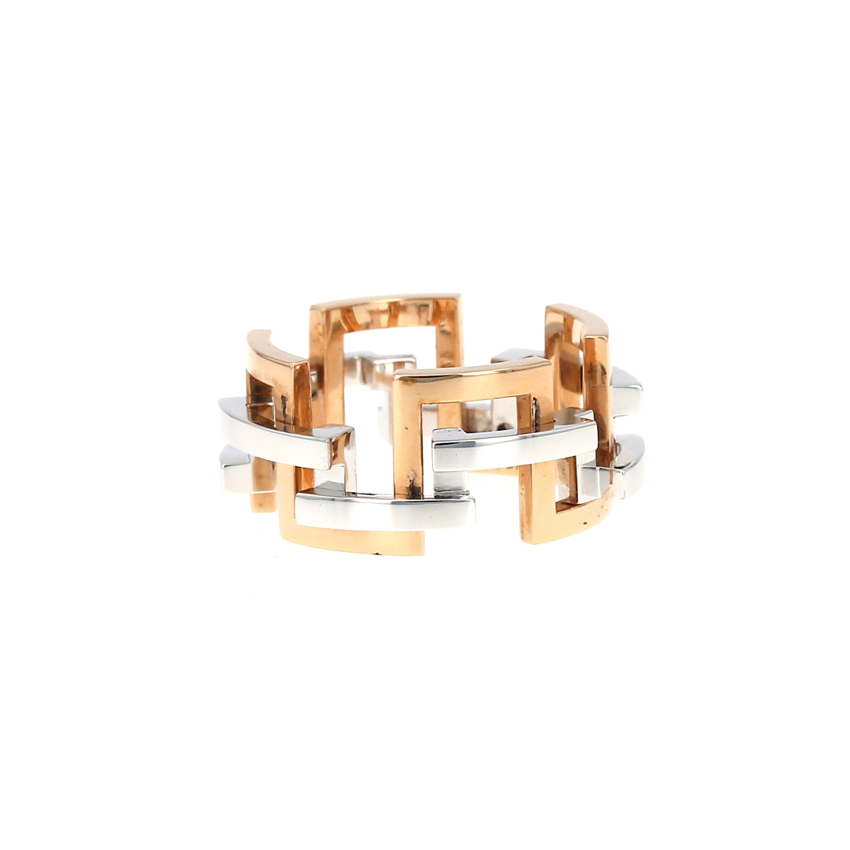 Sortija semiarticulada Mellerio Graphic modelo grande de oro rosa y oro blanco
