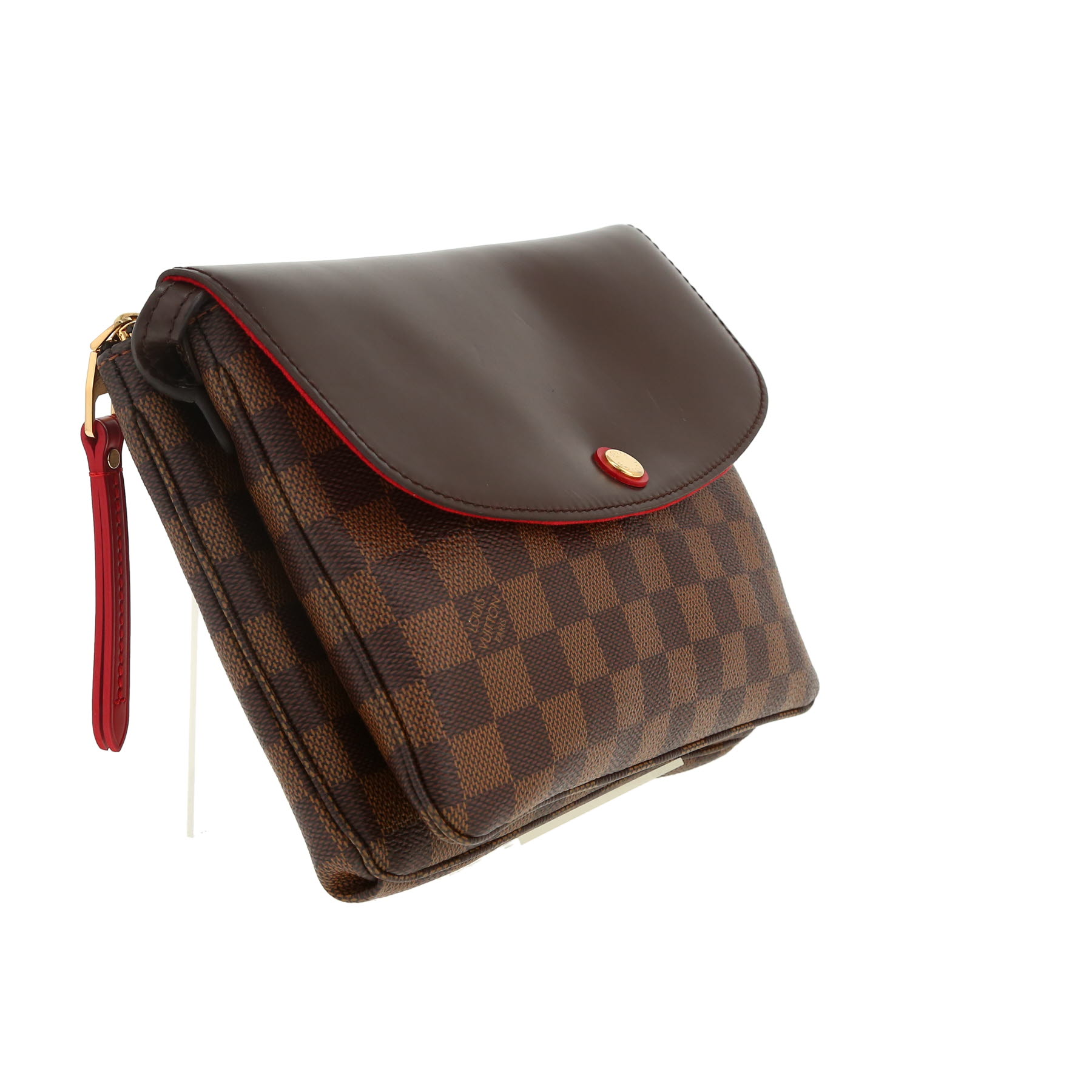 Sac bandoulière Louis Vuitton  Aurore en toile damier ébène et cuir marron