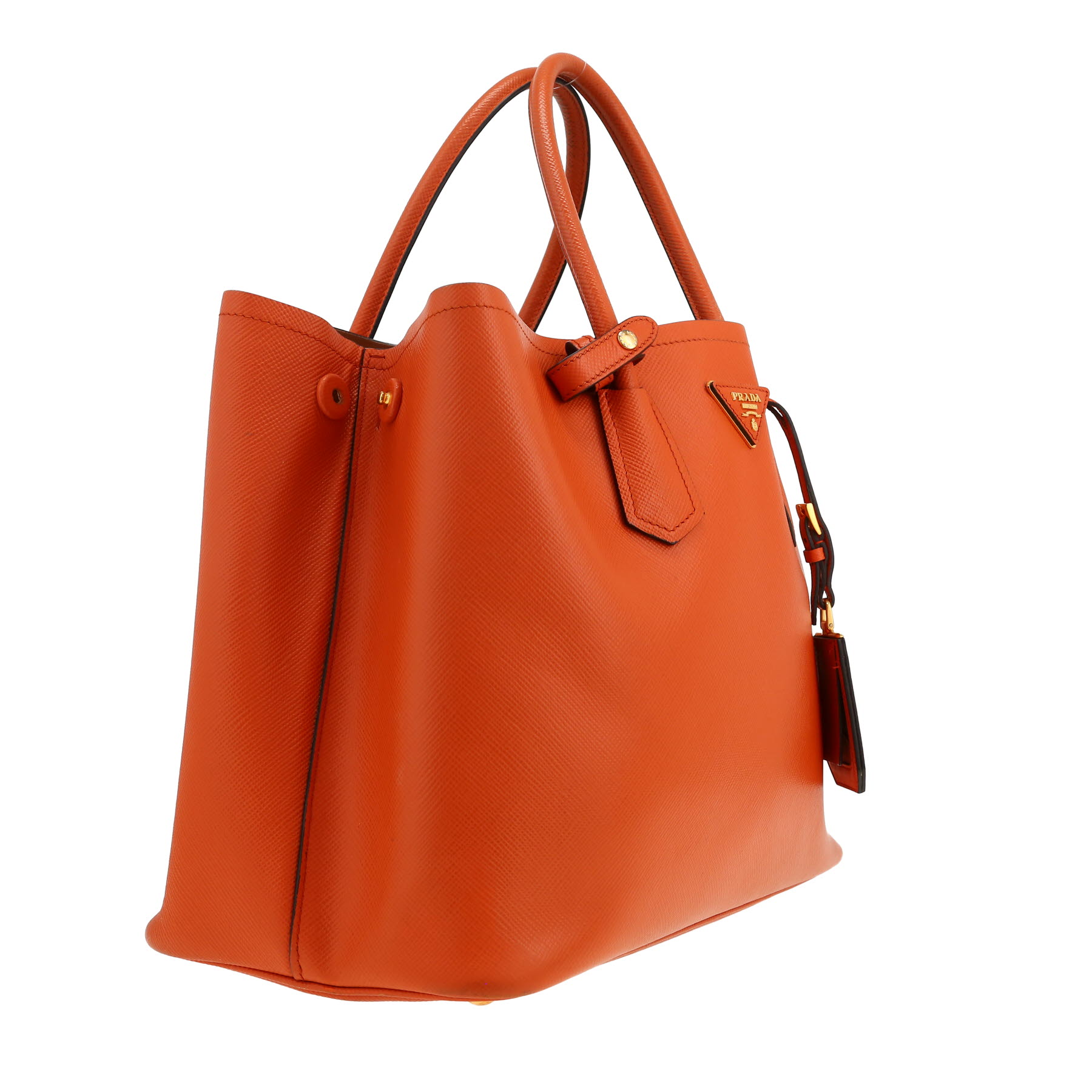 Bolso de mano Prada  Double en cuero naranja