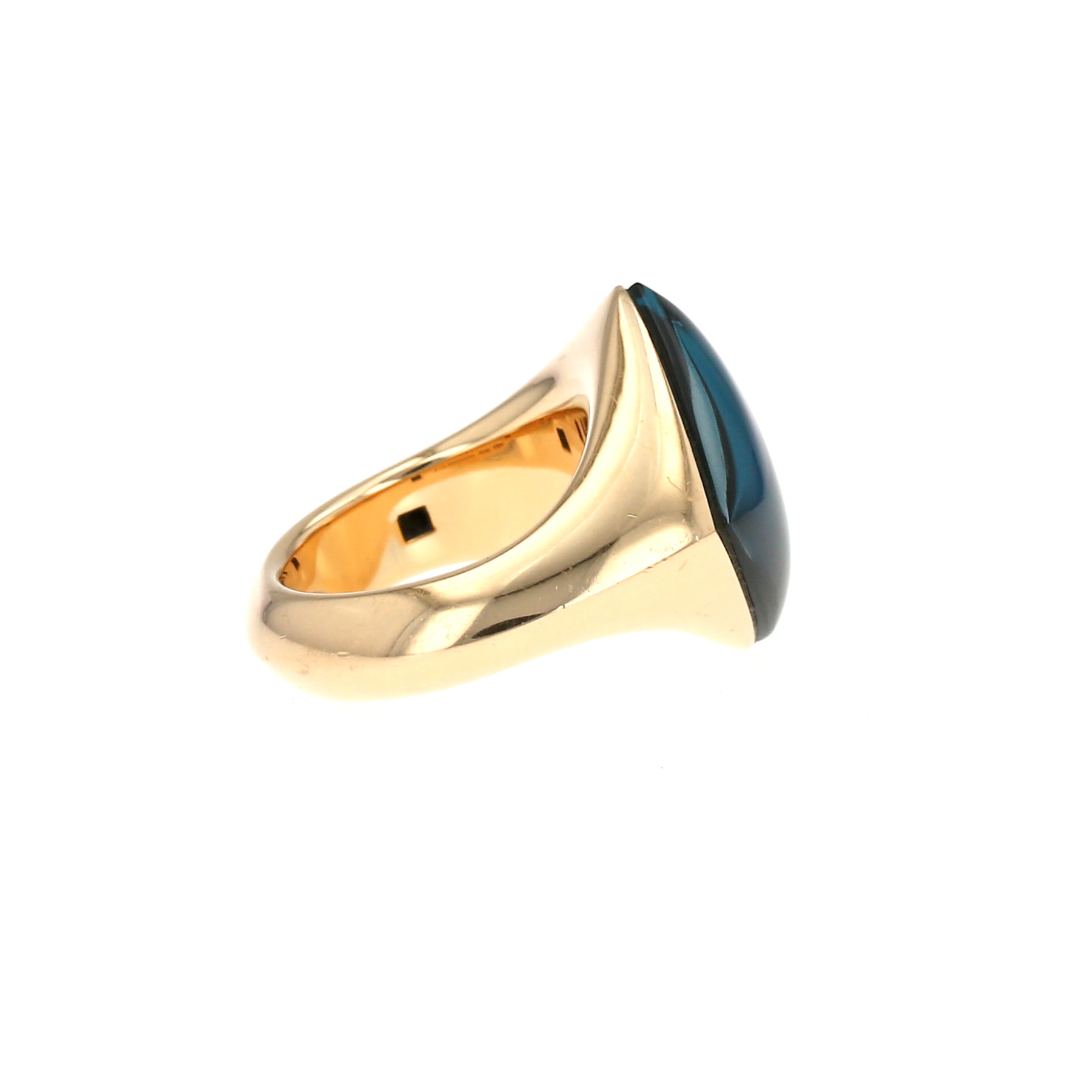 Anello Vhernier  in oro rosa, madreperla e topazio blu