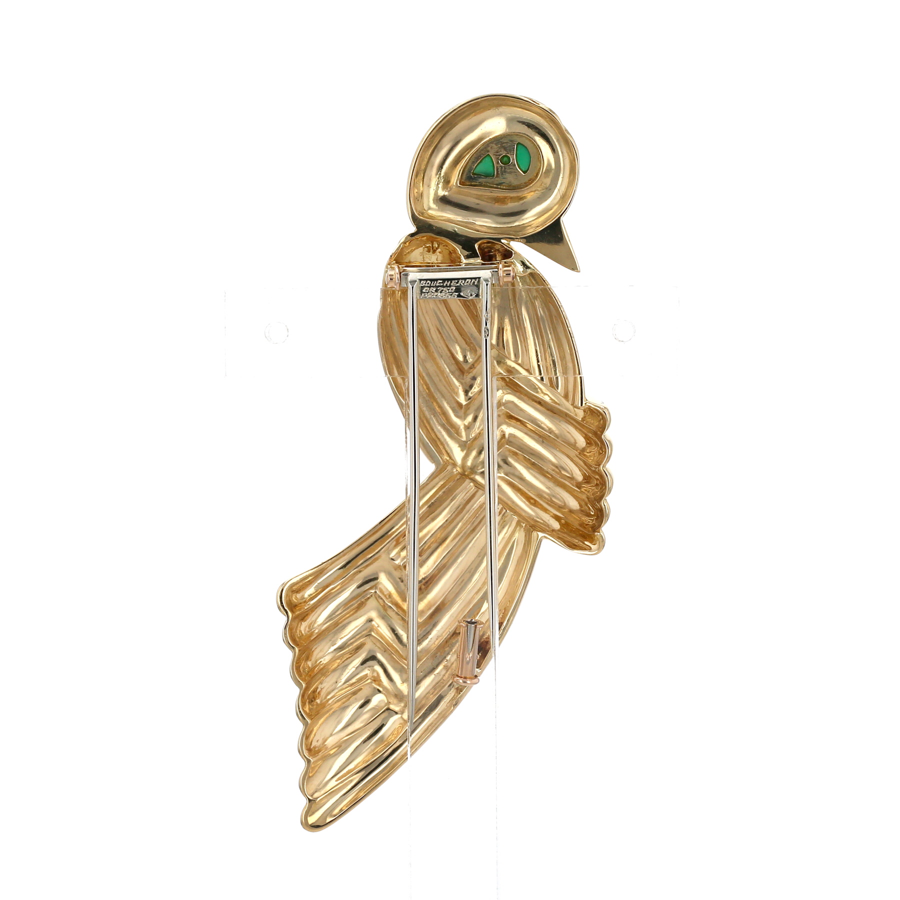 Spilla Boucheron  in oro giallo, crisoprasio e onice