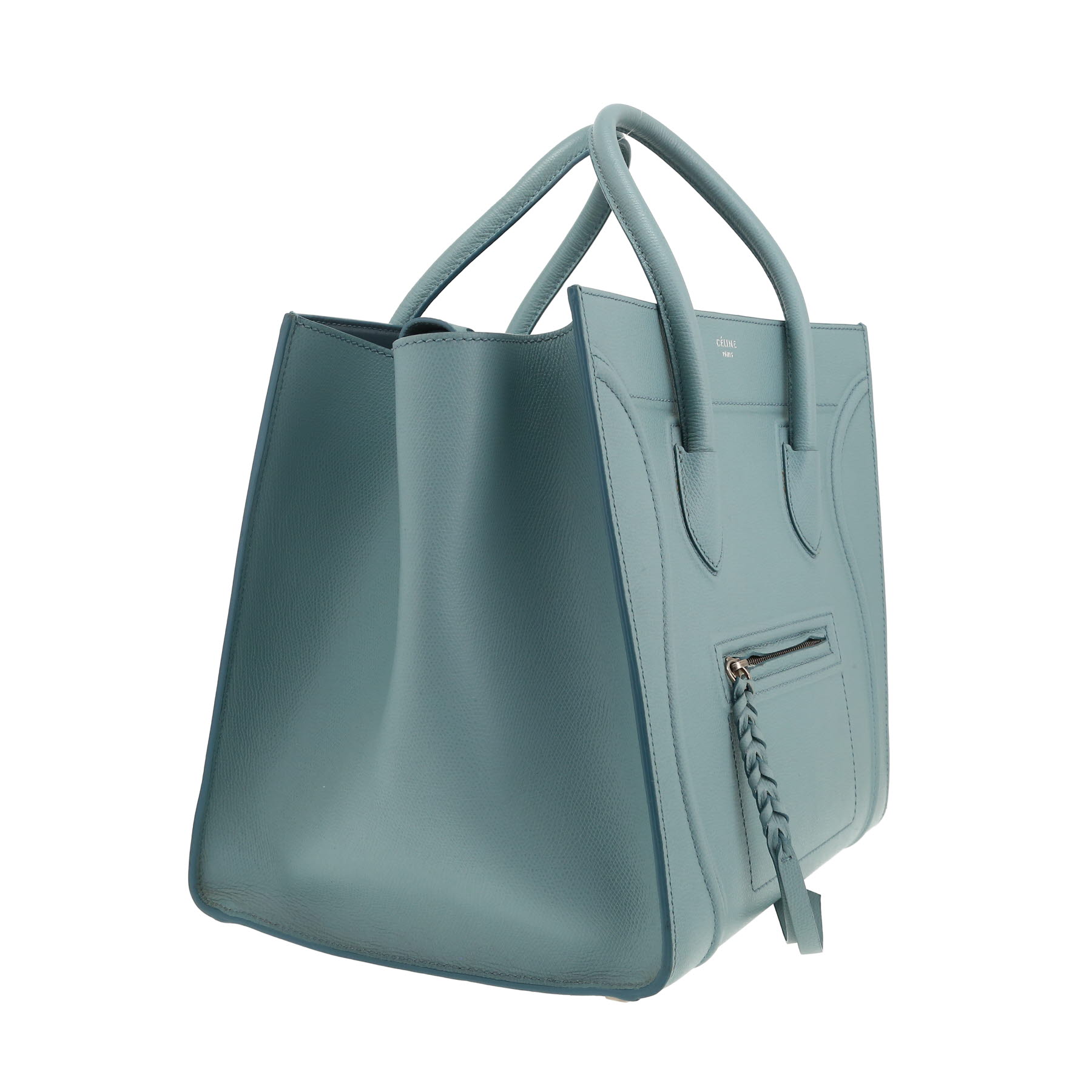 Celine  Cabas Phantom shopping bag  in blue grained leather