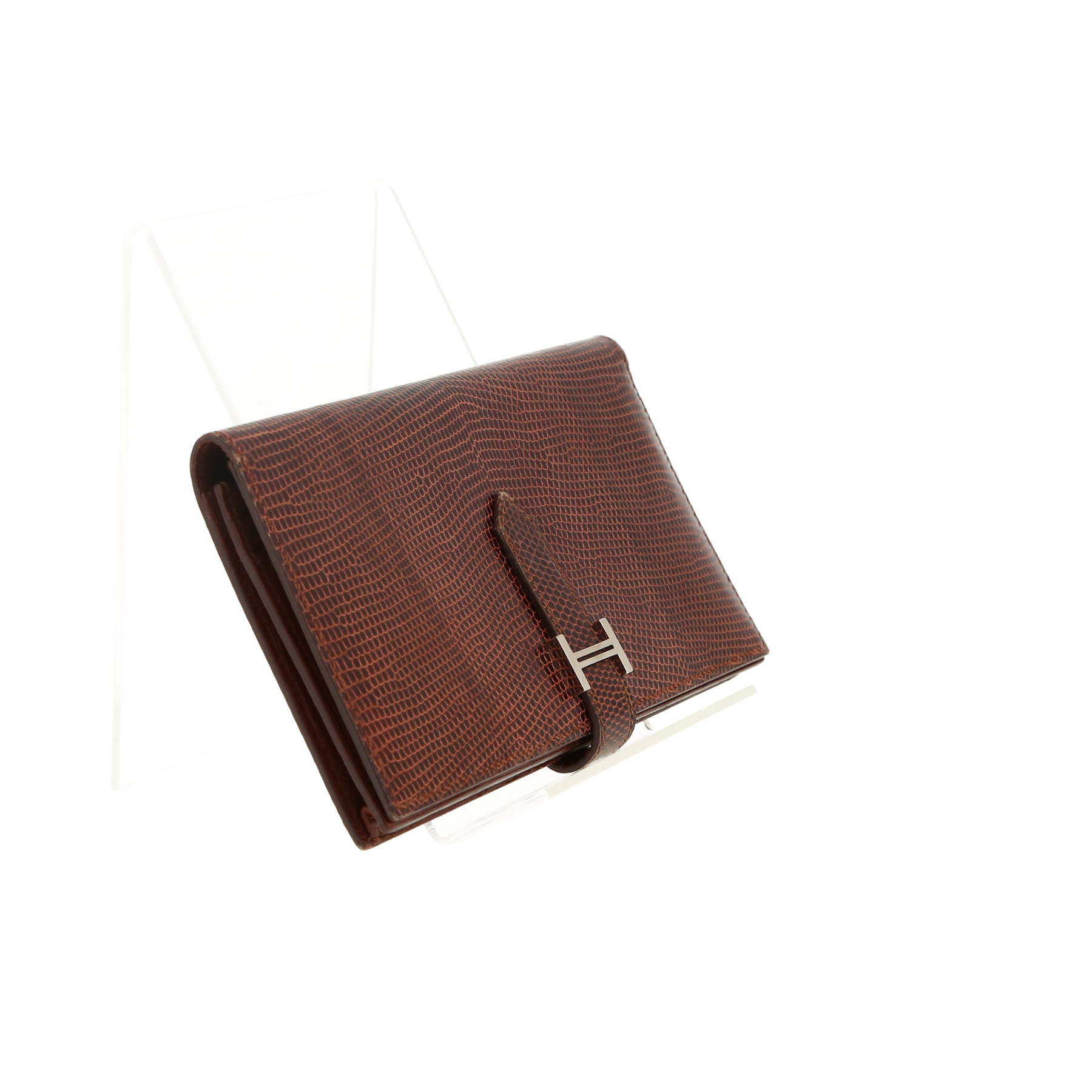 Portefeuille Hermès  Bearn en lézard marron