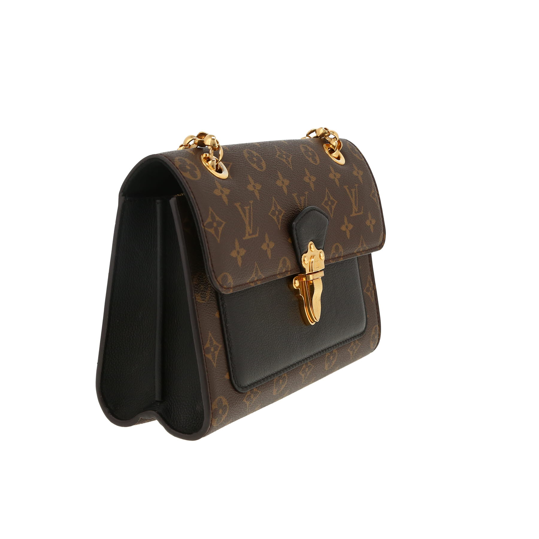 Louis Vuitton  Victoire shoulder bag  in brown monogram canvas  and black leather