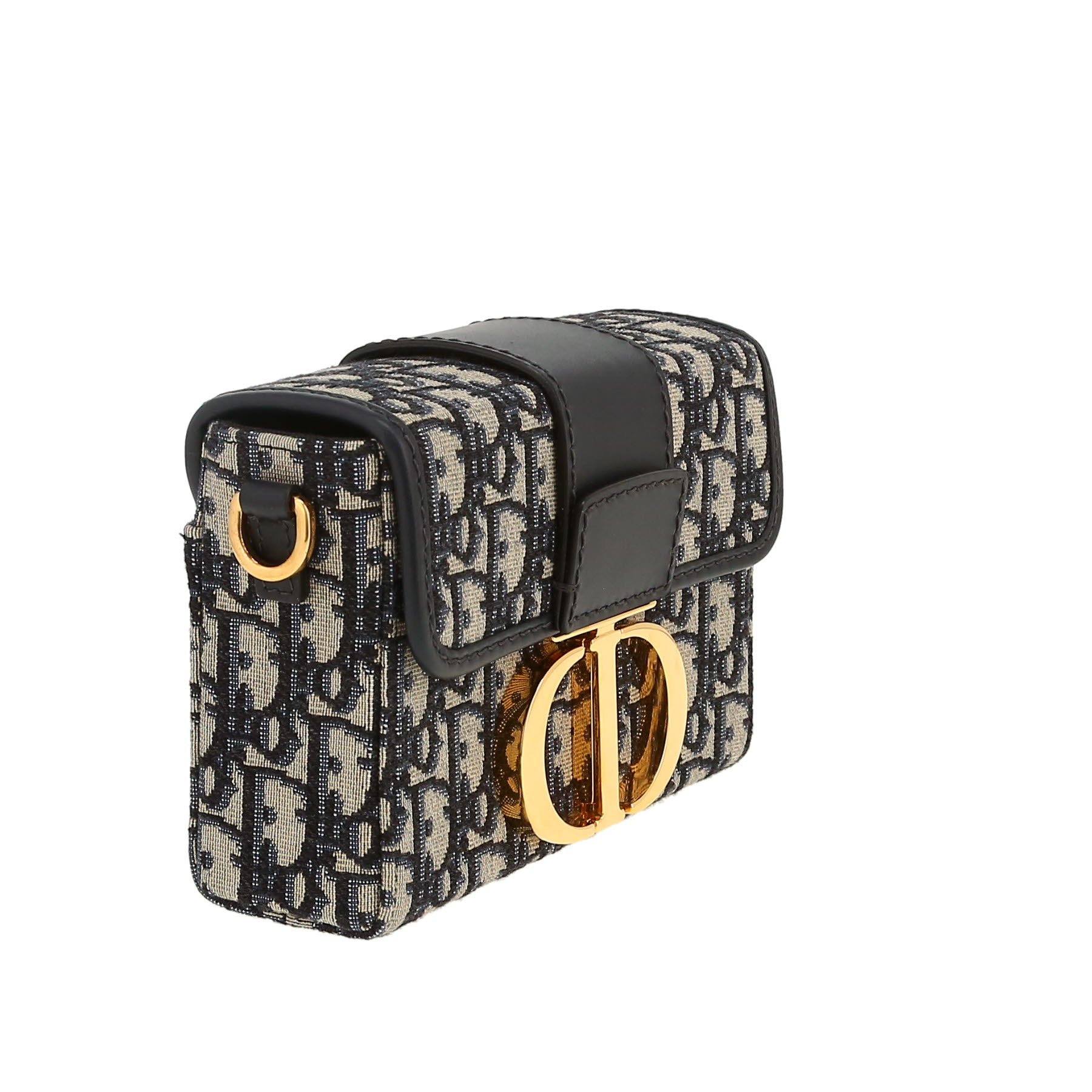 Borsa a tracolla Dior  Box 30 Montaigne in tessuto a monogramma Oblique blu e pelle blu