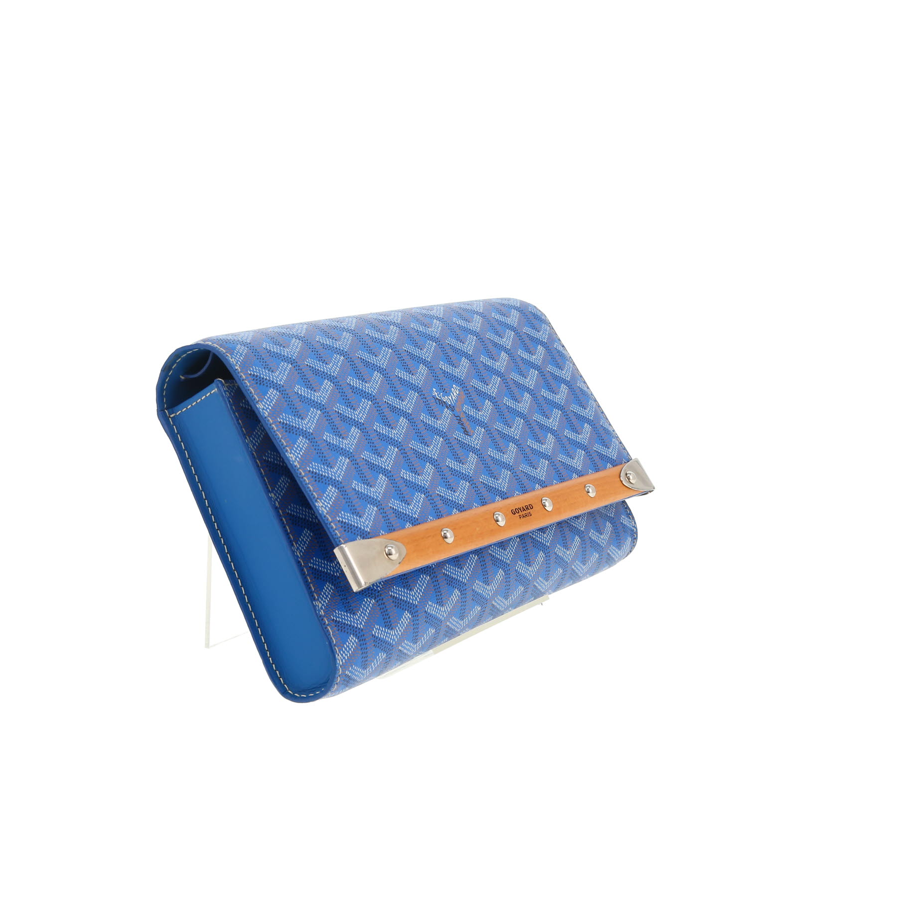Sac/pochette Goyard  Monte Carlo en toile Goyardine bleue et cuir bleu