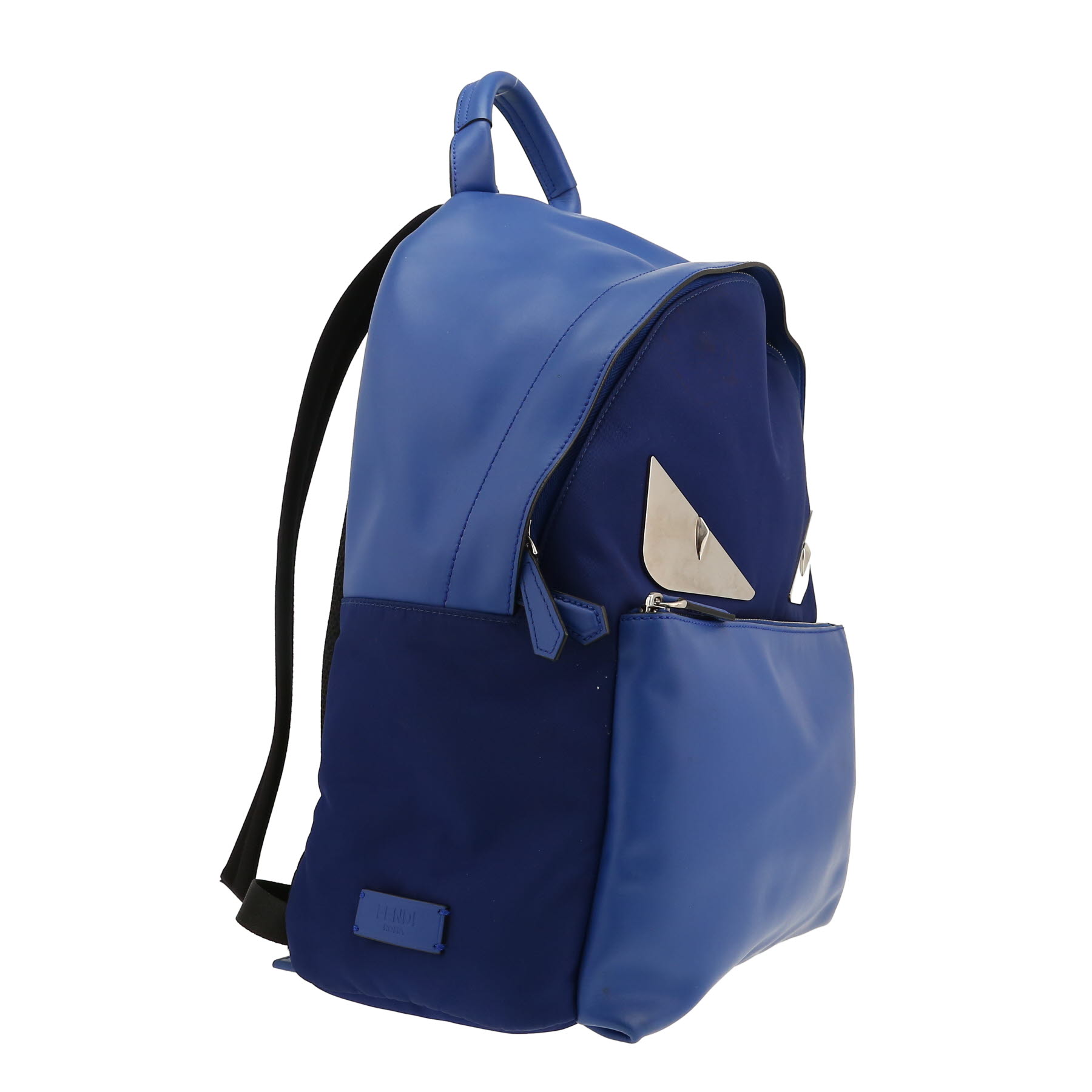 Fendi  Monster backpack  in navy blue canvas  and blue leather