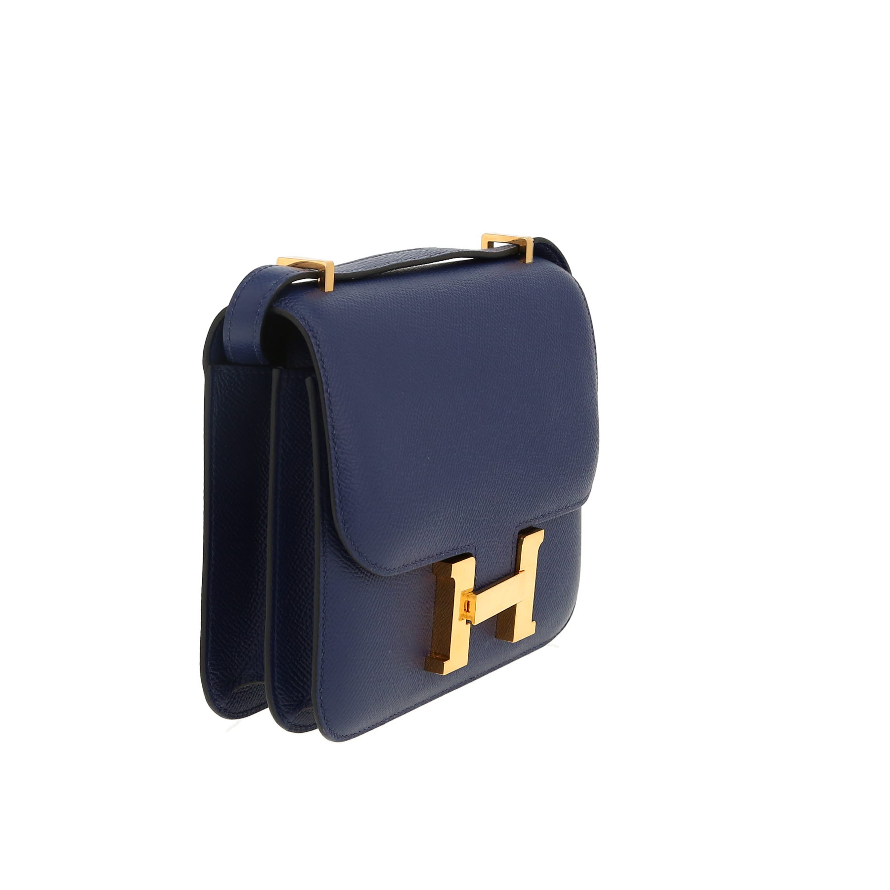 Hermès  Constance shoulder bag  in navy blue epsom leather