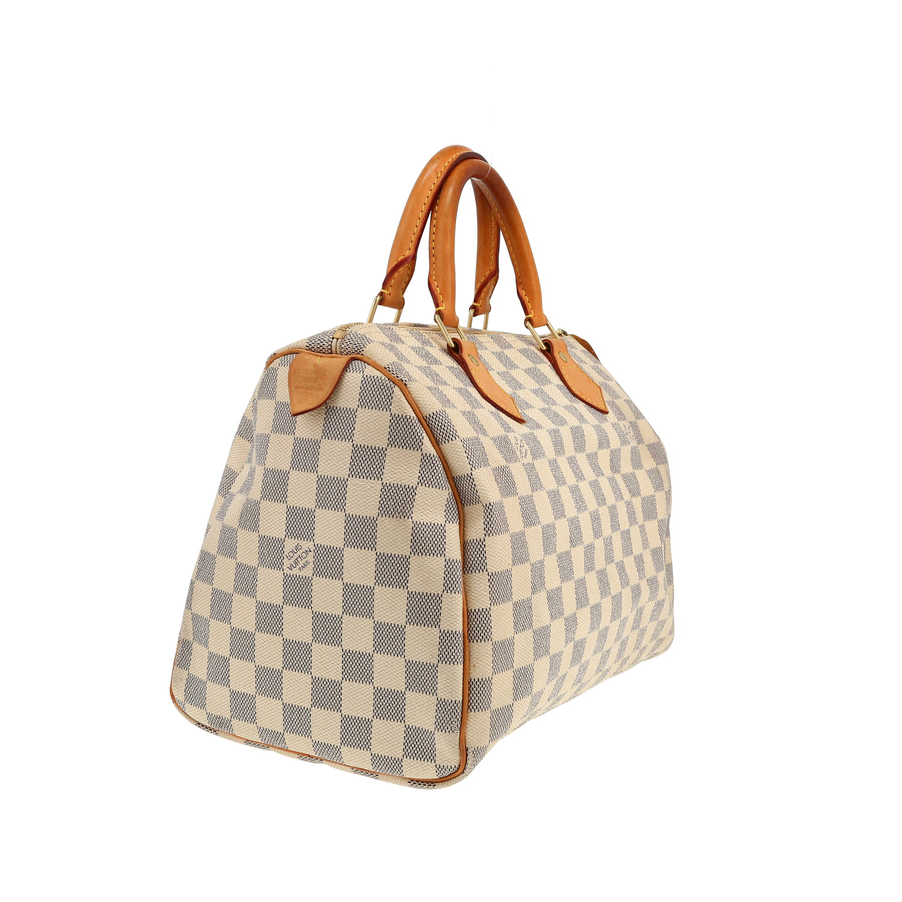 Louis Vuitton  Speedy 30 handbag  in azur damier canvas  and natural leather