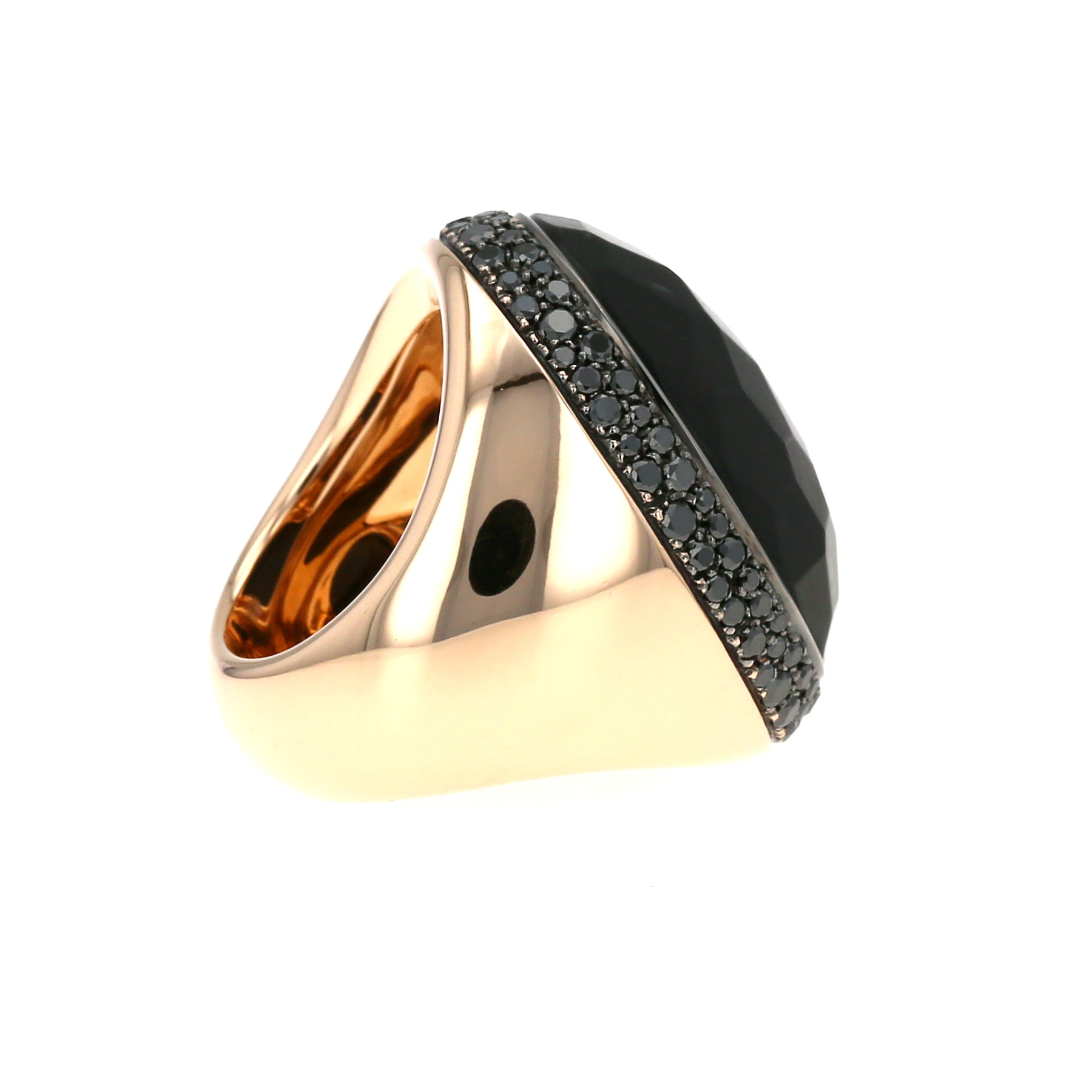 Pomellato Iceberg ring in pink gold, jet and black diamonds