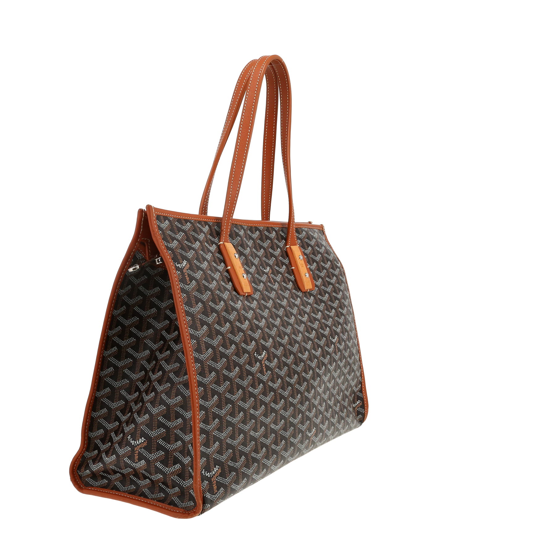 Goyard  Marquise shopping bag  in black Goyard canvas  and brown leather Goyard  Marquise shopping bag  in black Goyard canvas  and brown leather