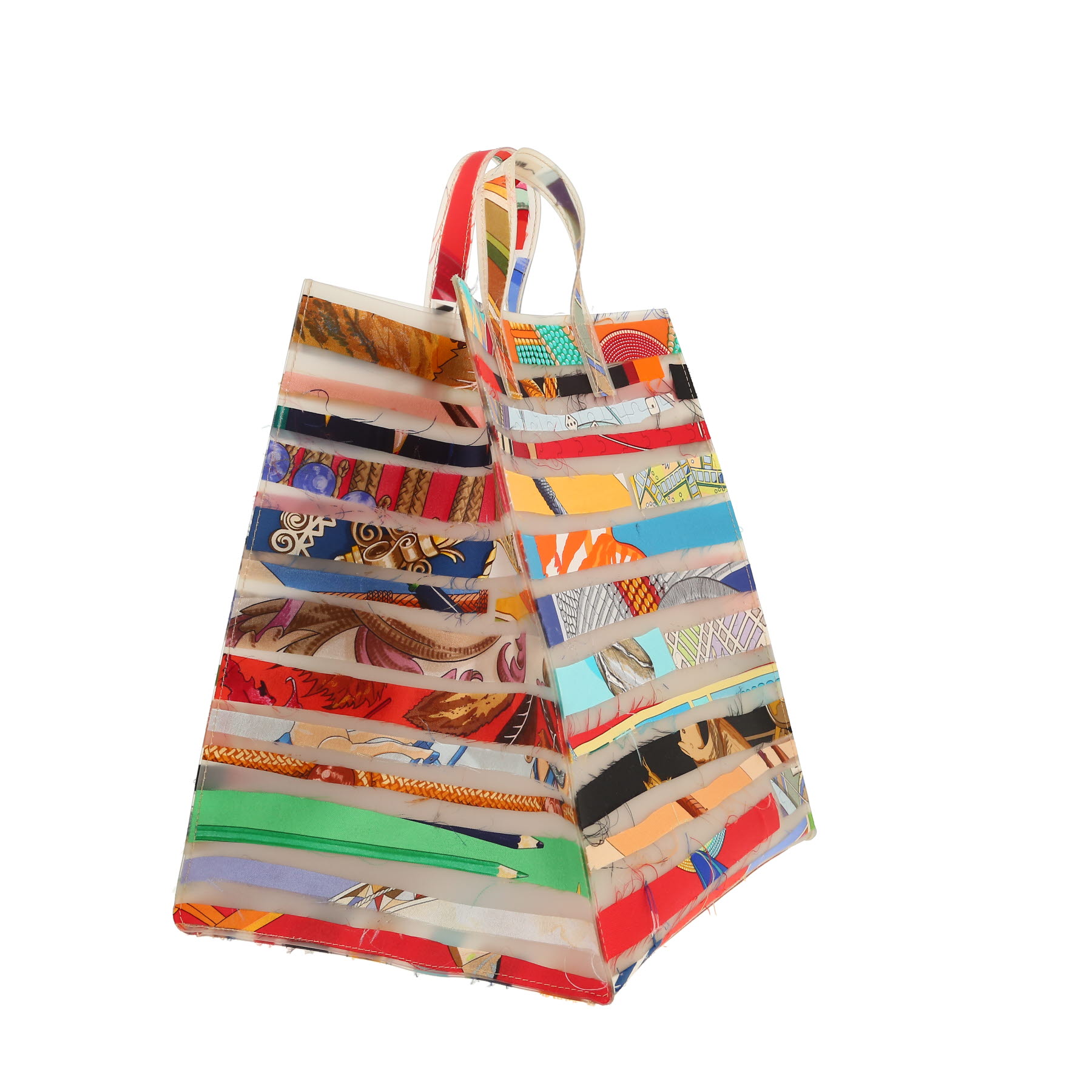 Sac à main Hermès  Cas du Sac en matière synthétique blanc-cassé et soie multicolore