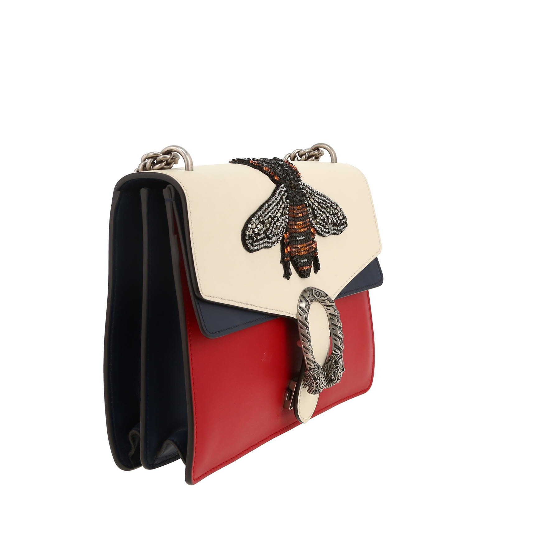 Gucci  Dionysus handbag  in white, blue and red leather