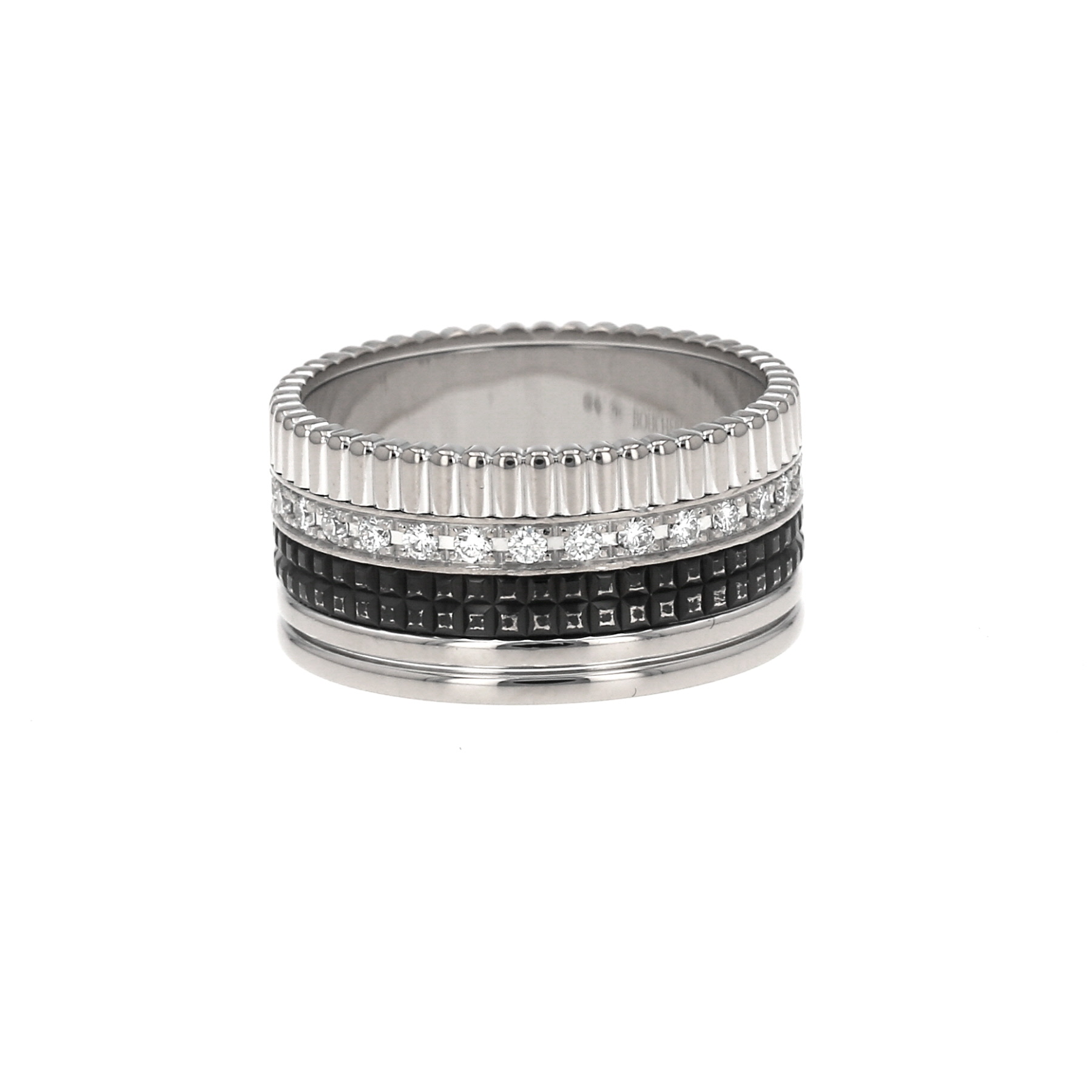 Boucheron Quatre Black Edition large model ring in white gold, diamonds and PVD