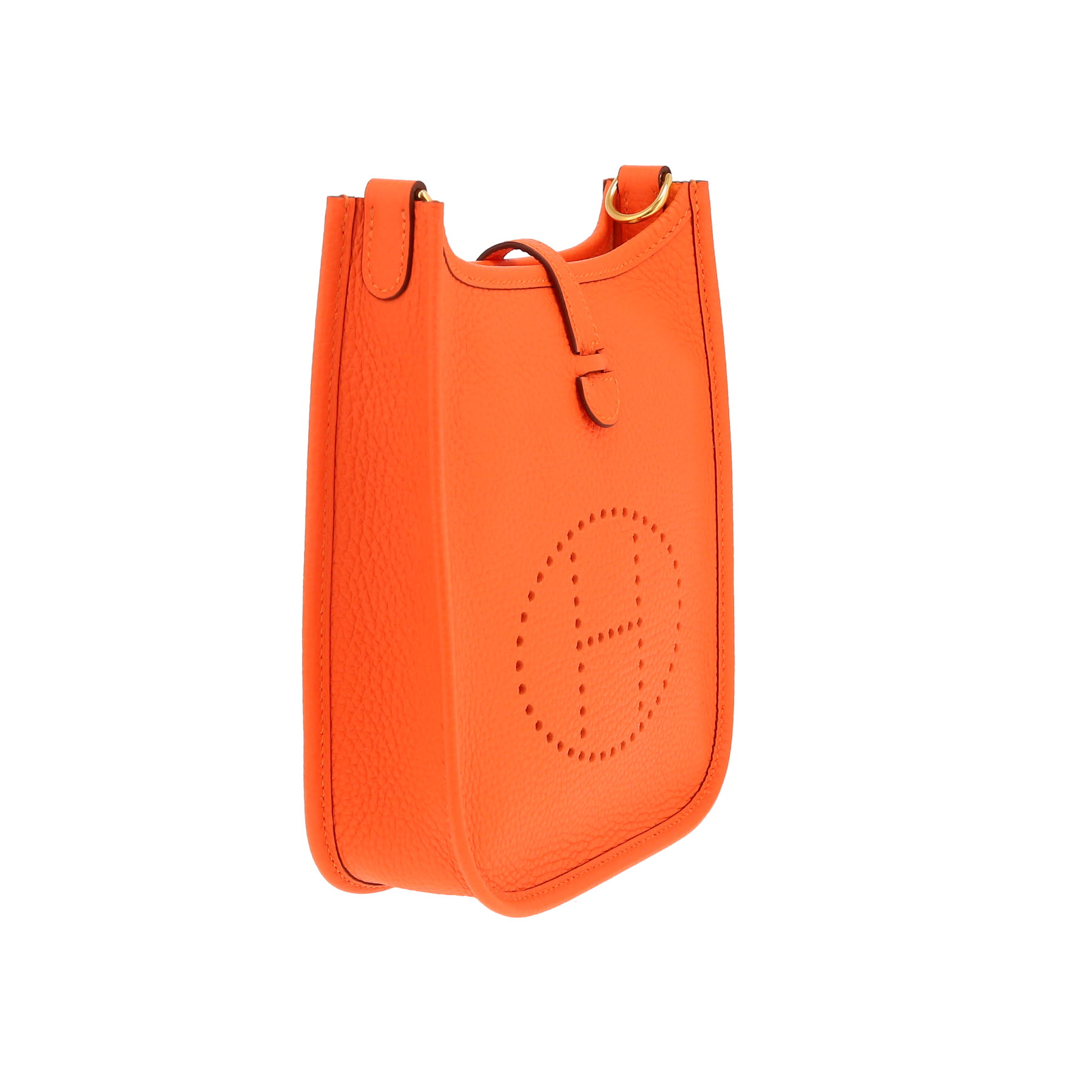 Hermès  Evelyne 16 cm shoulder bag  in orange leather taurillon clémence