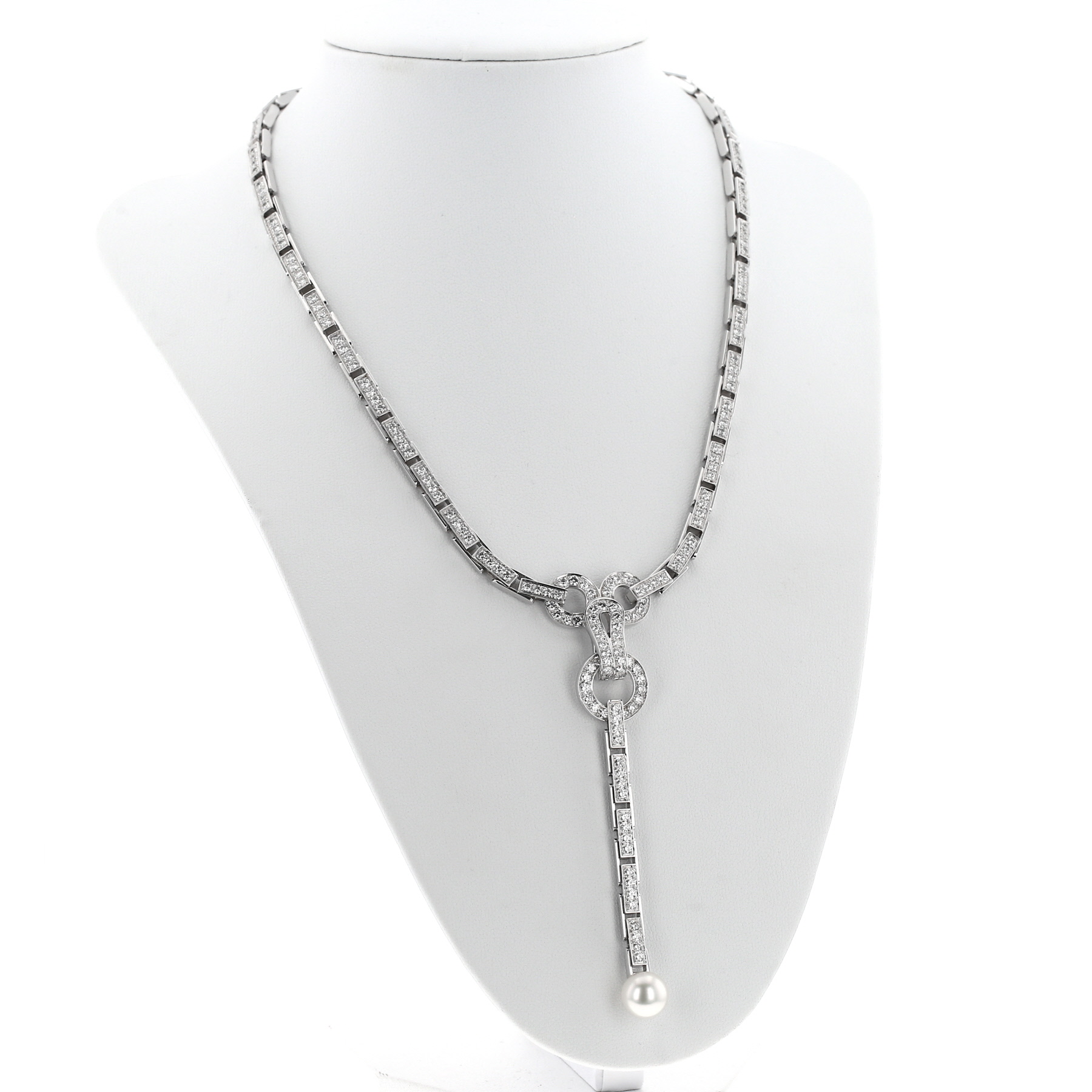 Cartier Agrafe necklace in white gold, diamonds and cultured pearls Cartier Agrafe necklace in white gold, diamonds and cultured pearls