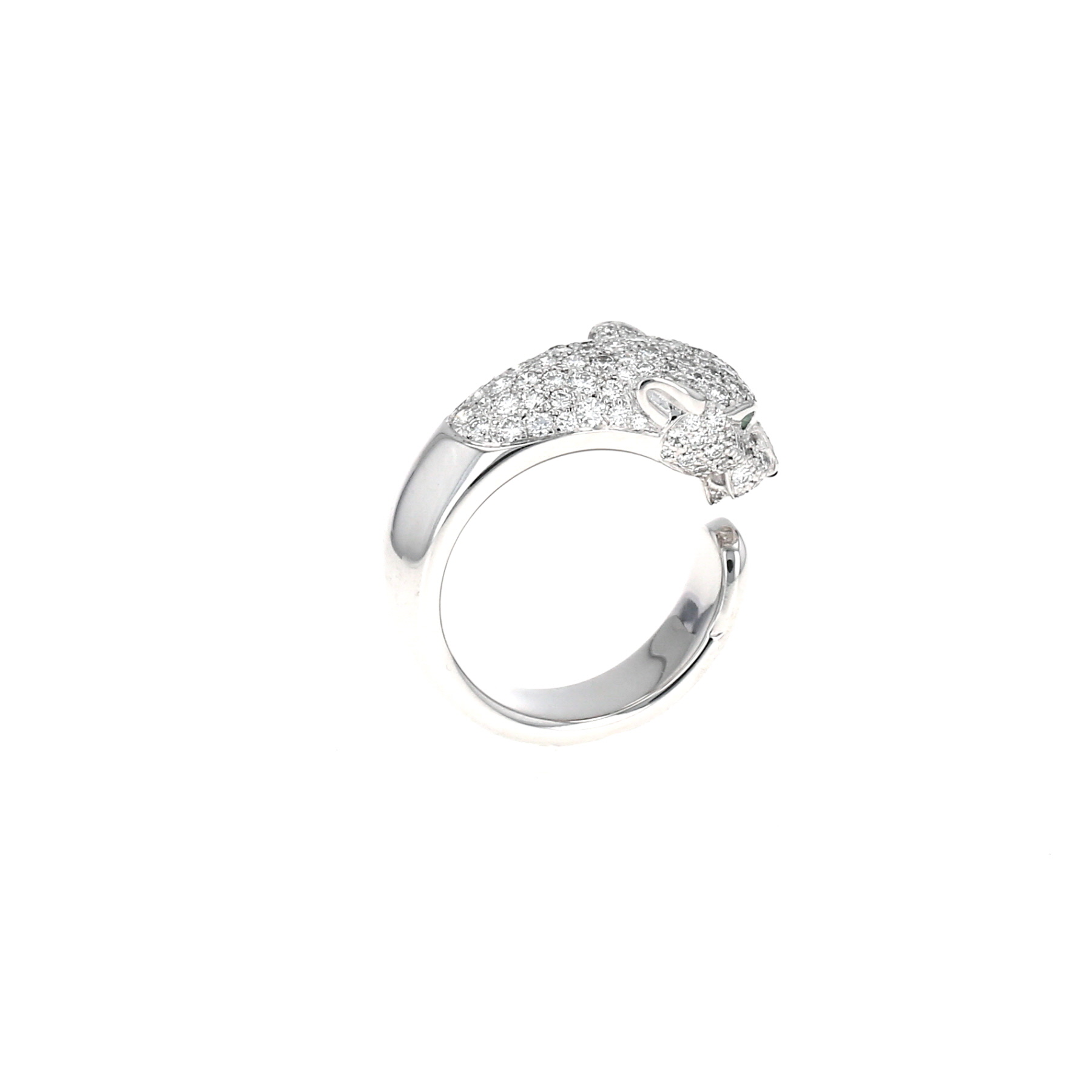 Cartier Panthère ring in white gold, diamonds and emerald